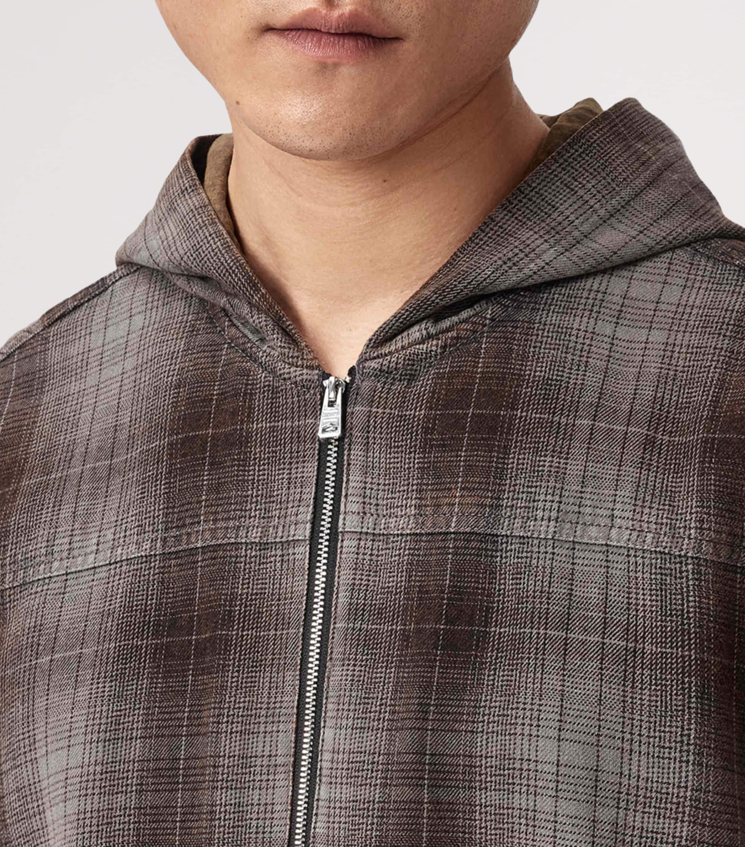AllSaints Mens Santo Zip-Up Hoodie Shale Grey Image 6