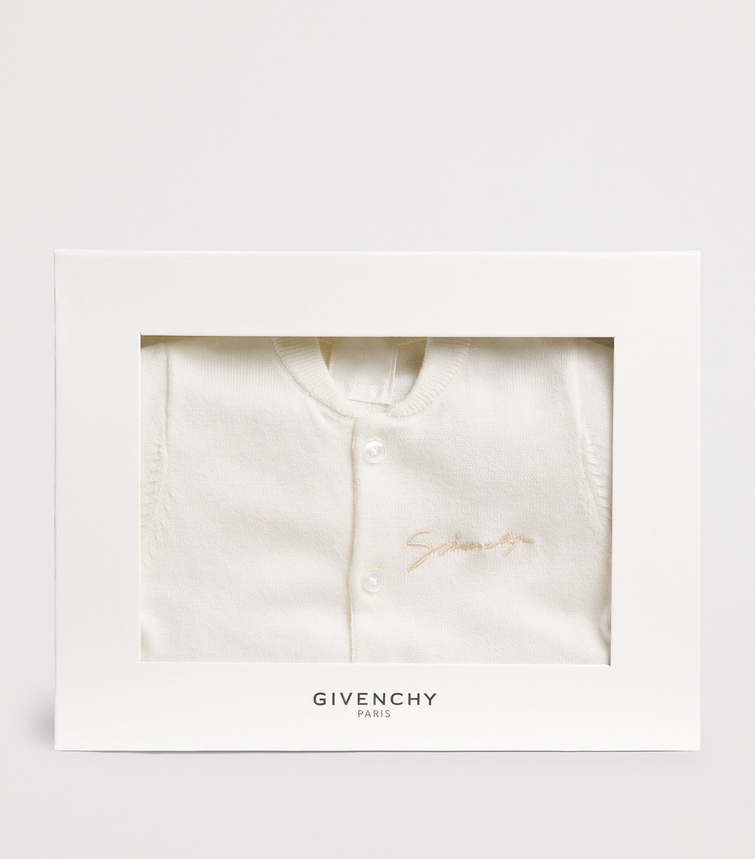 Givenchy Kids Cotton-Cashmere All-In-One (3-12 Months) Offwhite Image 3