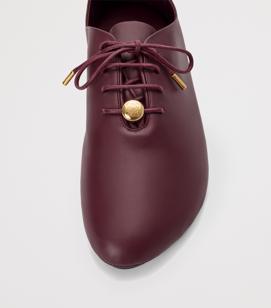 LOEWE Leather Pebble Soft Lace-Up Shoes Dark Burgundy Image 4