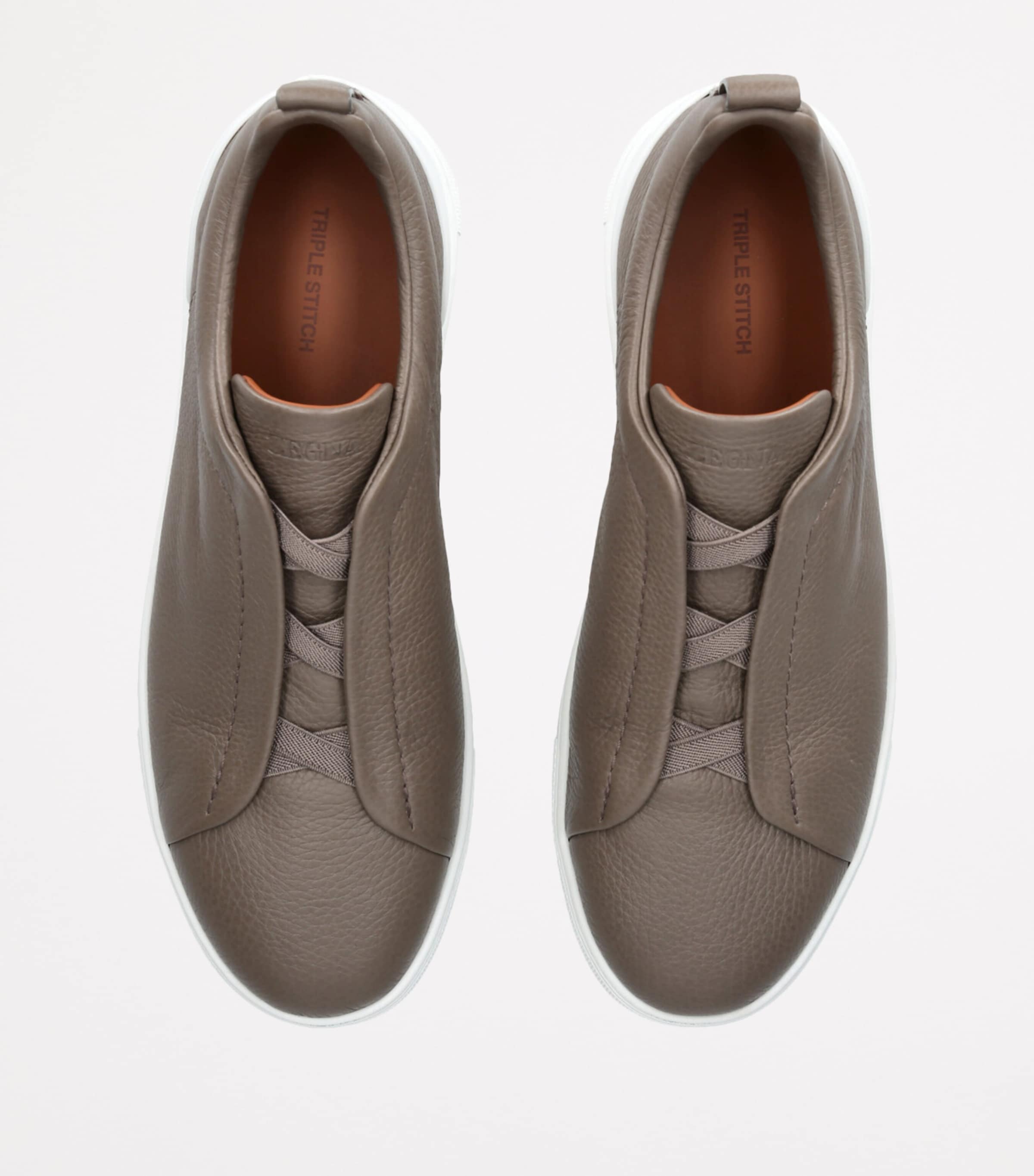 Leather Triple Stitch Sneakers TAUPE Image 4