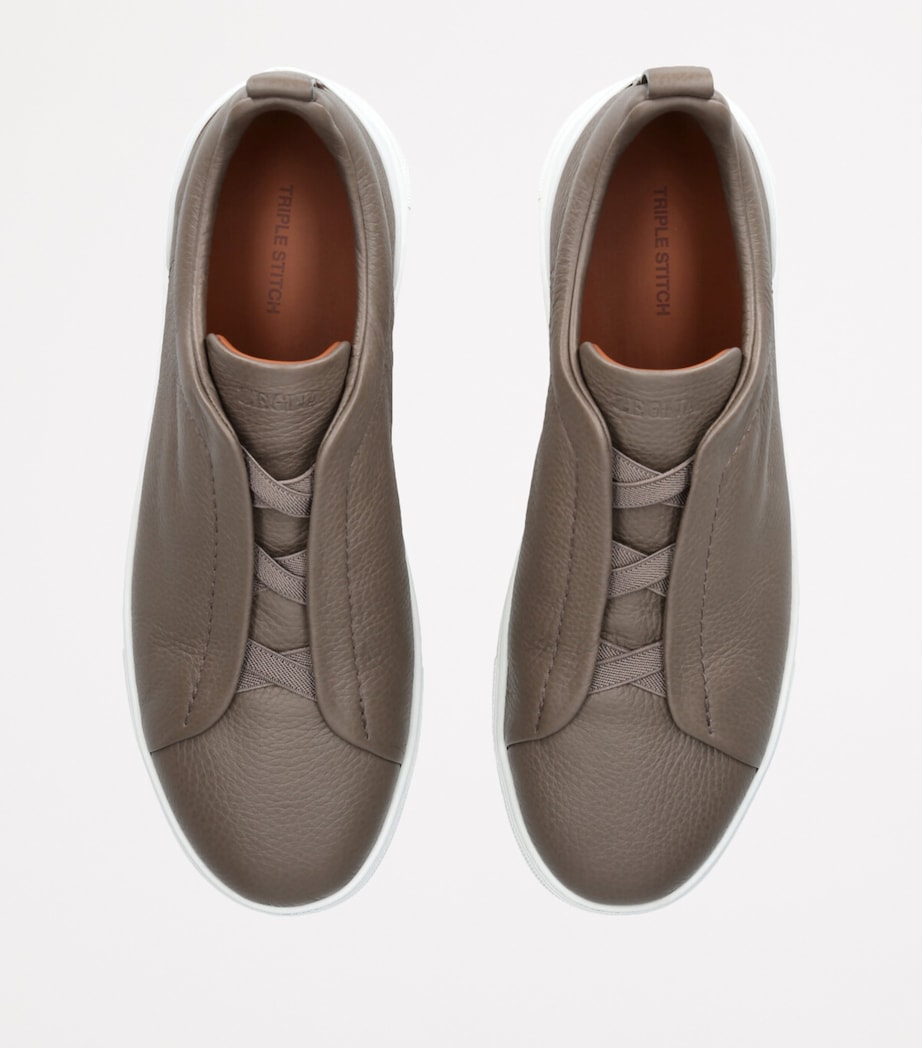 Leather Triple Stitch Sneakers TAUPE Image 4