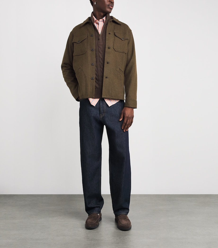 Double RL Wool-Blend Overshirt DARK GREEN Image 2