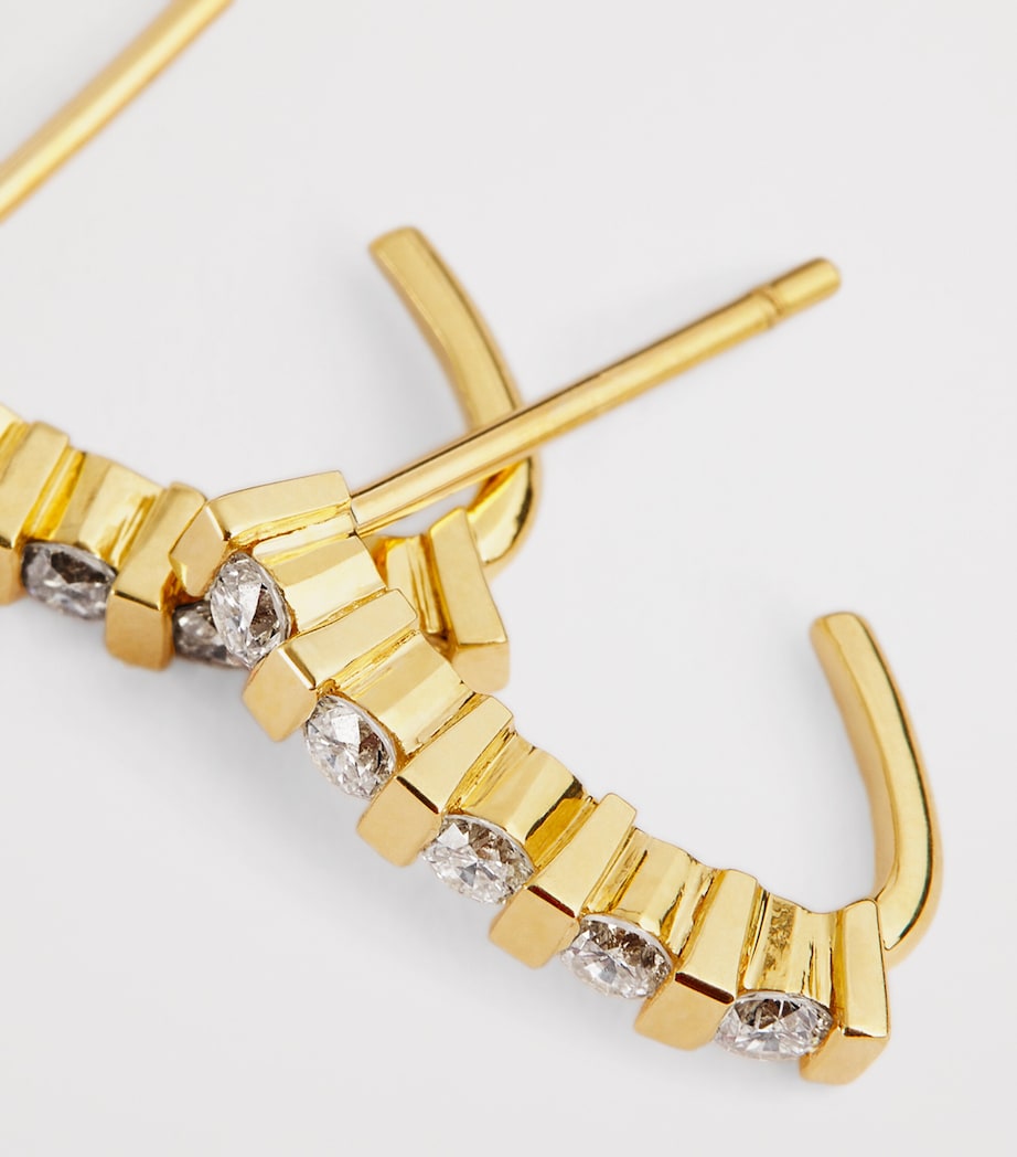 Yellow Gold and Diamond Edith Bar Stud Earrings YELLOW GOLD Image 5