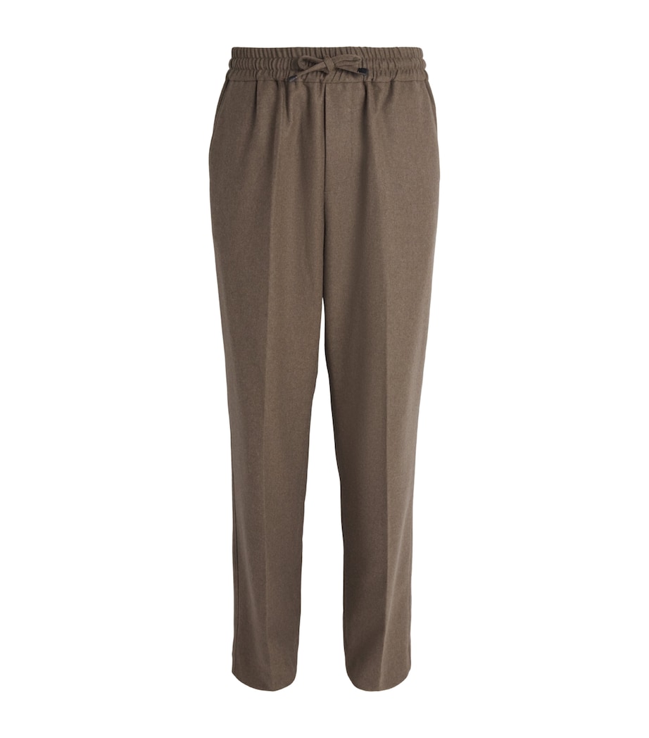 Drôle de Monsieur Mens Virgin Wool-Blend Drawstring-Waist Trousers Light Brown Image 1