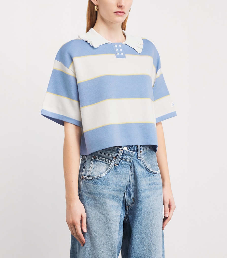 Stripe Polo Sweater OFFICE BLUE Image 3