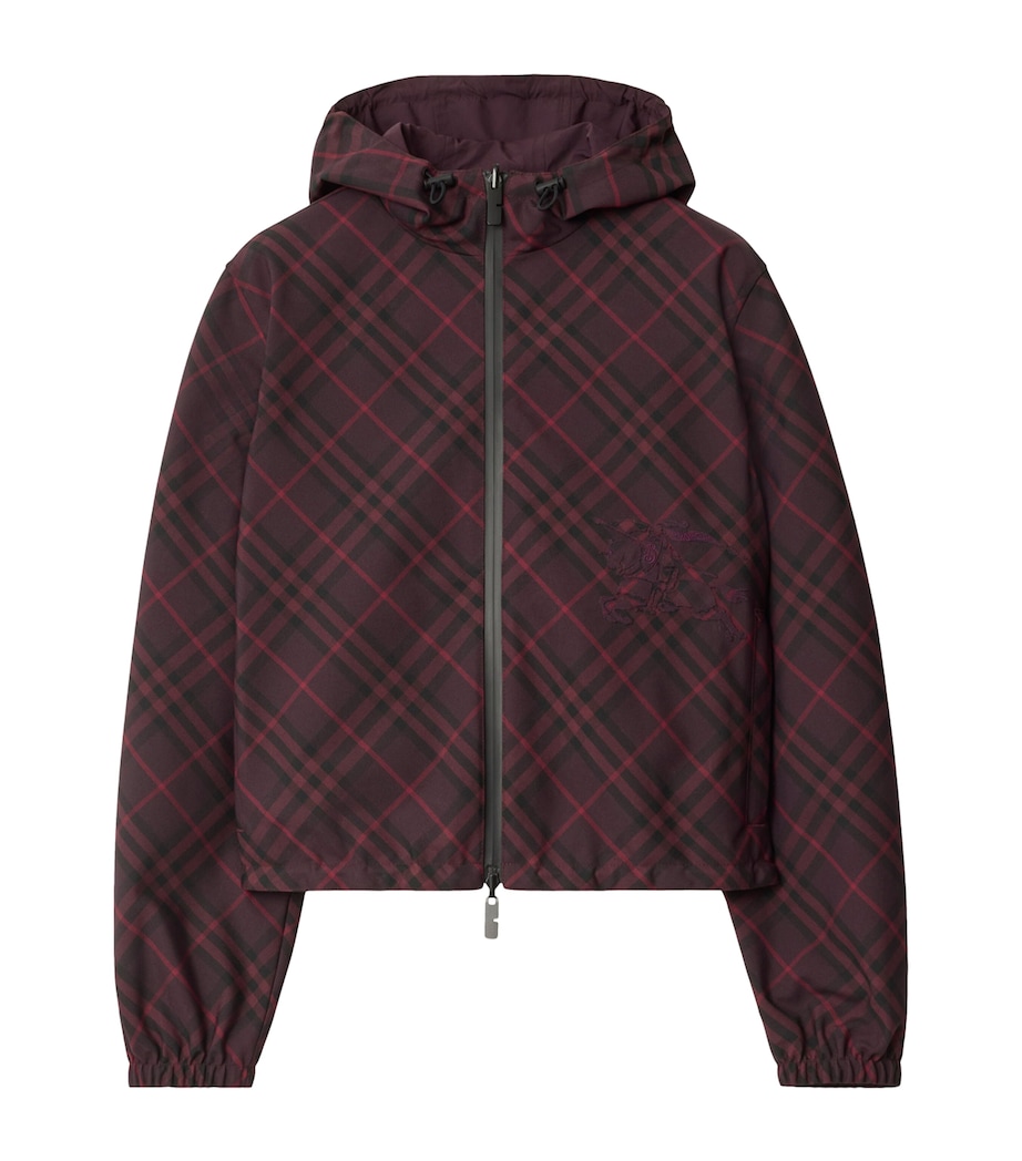 Check Reversible Cropped Jacket WINE IP CHECK Image 1