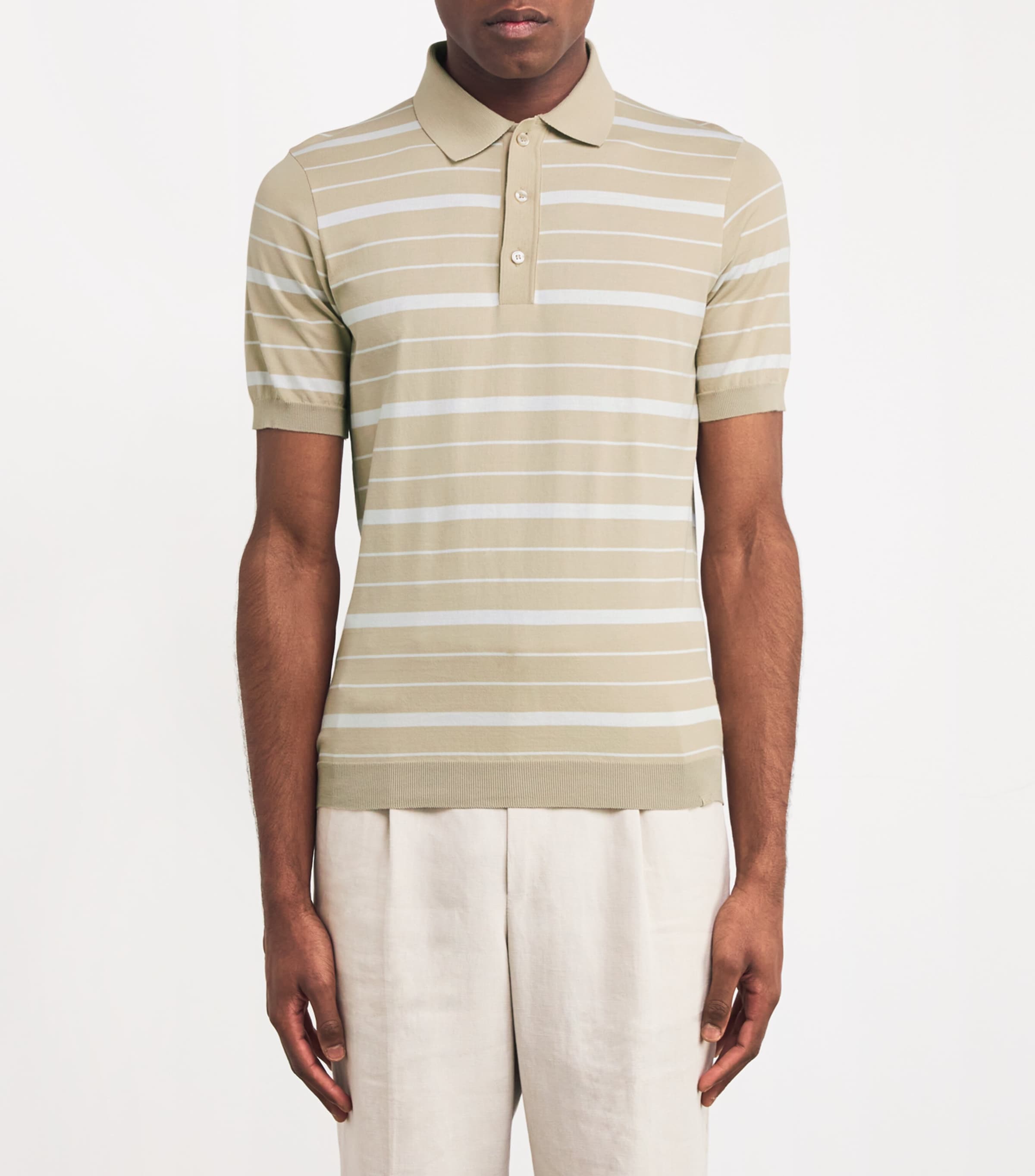 Cotton Striped Polo Shirt 300BRIGHT WHITE-FOG Image 2