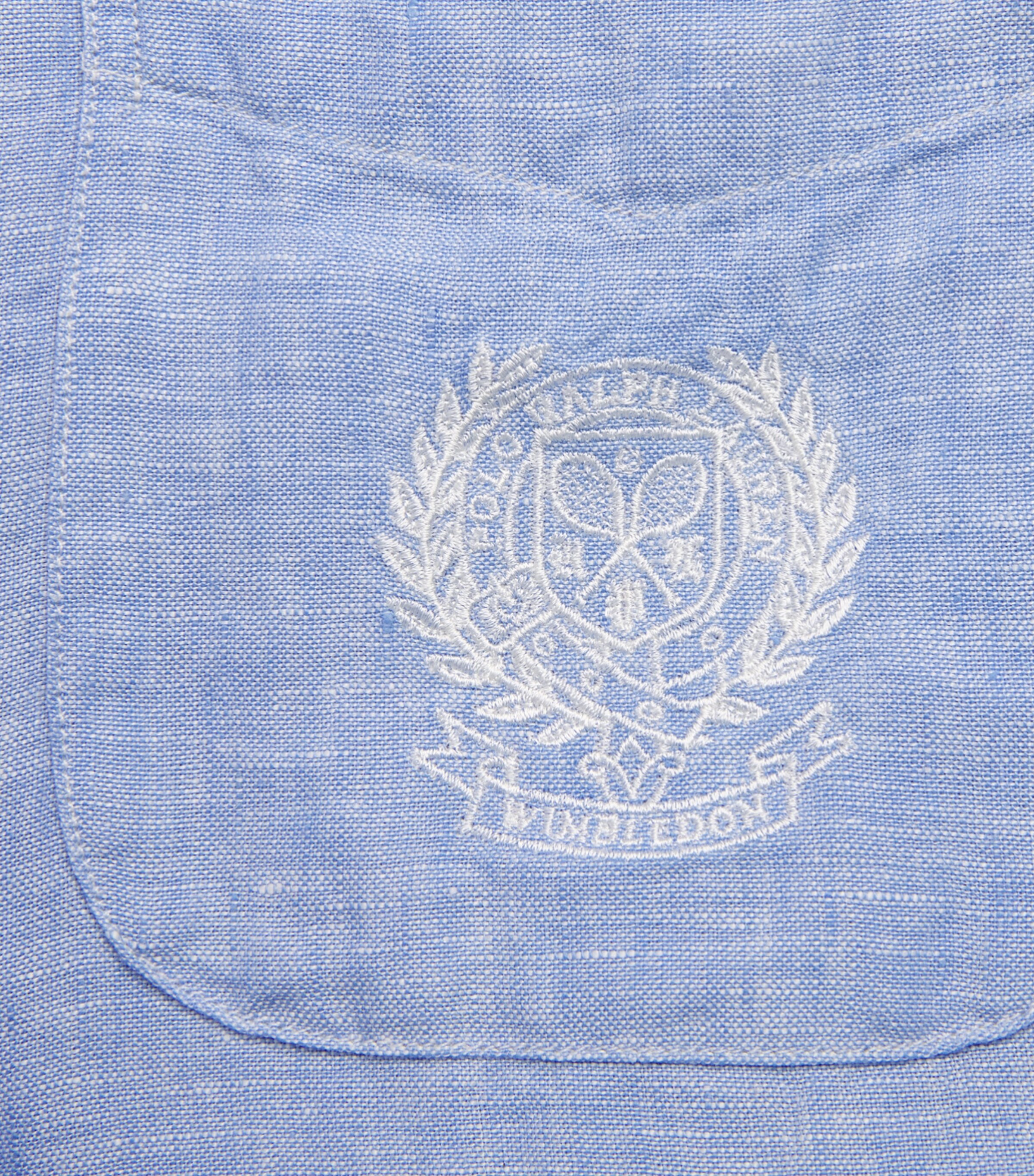 Polo Ralph Lauren Mens x Wimbledon Linen Shirt Office Blu Wht Image 6