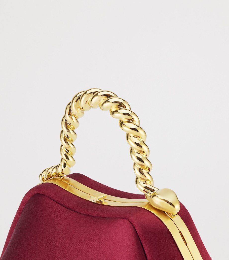 x Geraldine Guyot Mini Satin Serpentine Top-Handle Bag RED Image 5