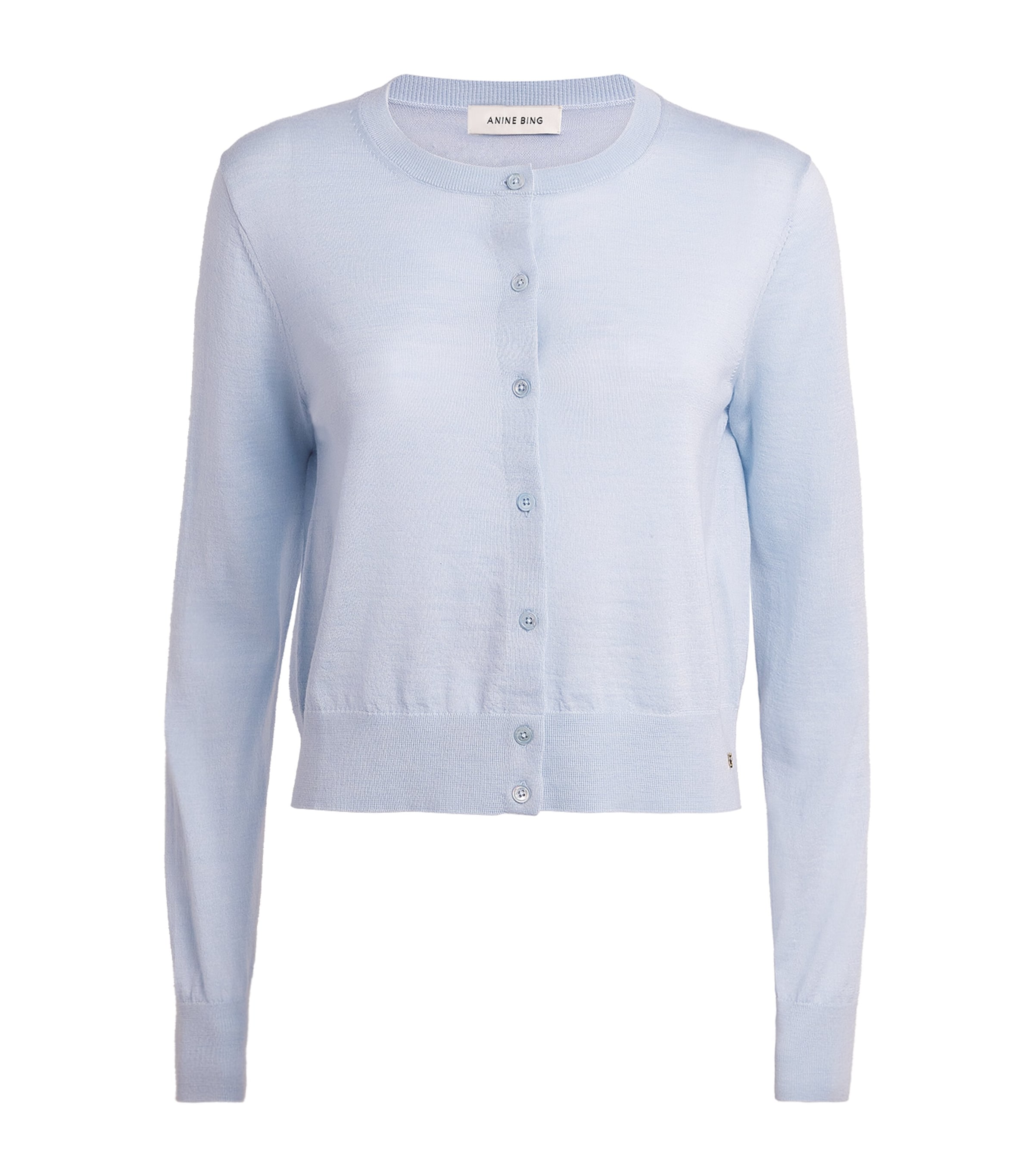 ANINE BING Womens Wool-Cashmere Moni Cardigan Pale Blue Image 1