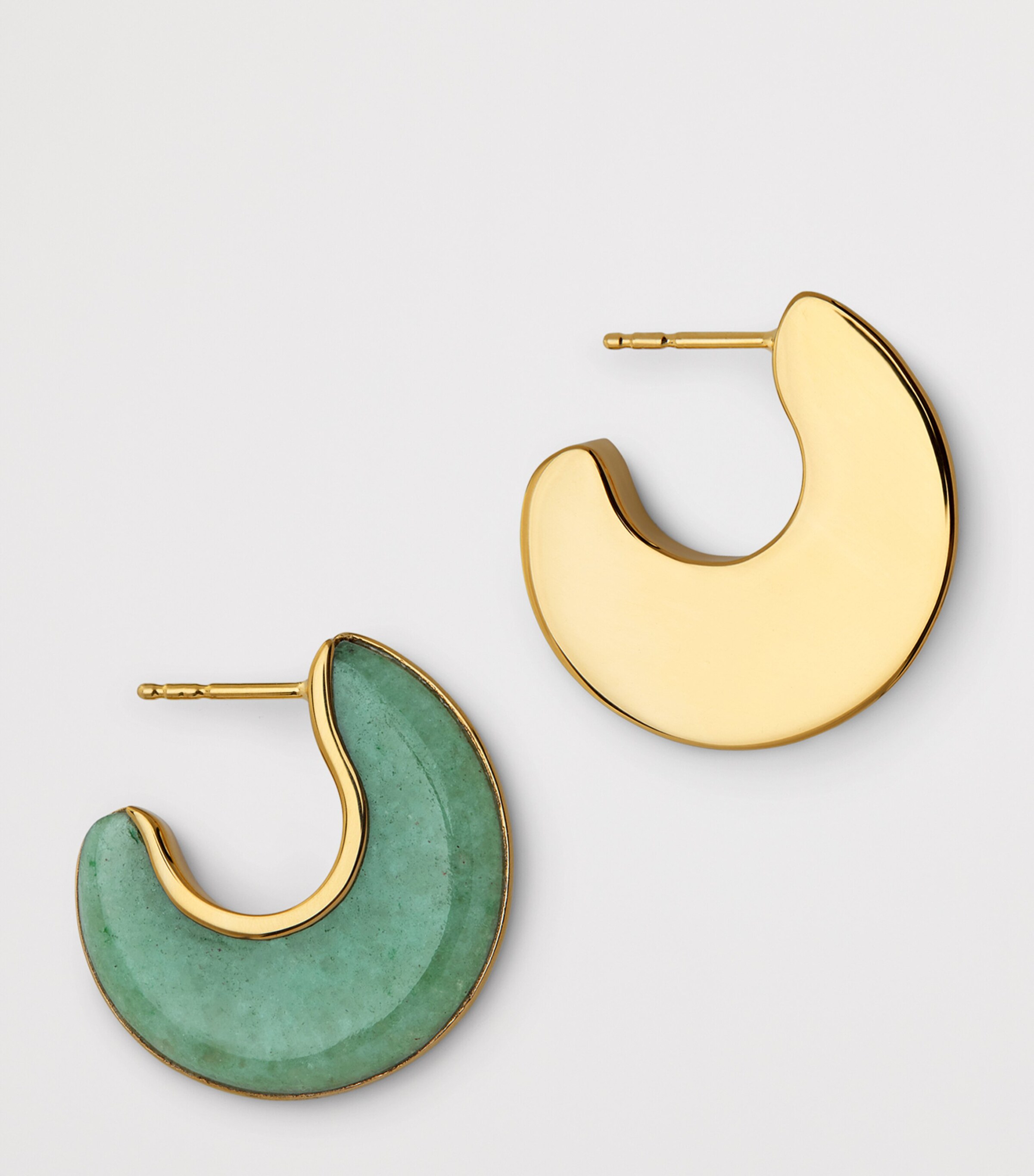 Monica Vinader Yellow Gold and Aventurine Kate Young Reversible Hoop Earrings Gold Vermeil Image 3