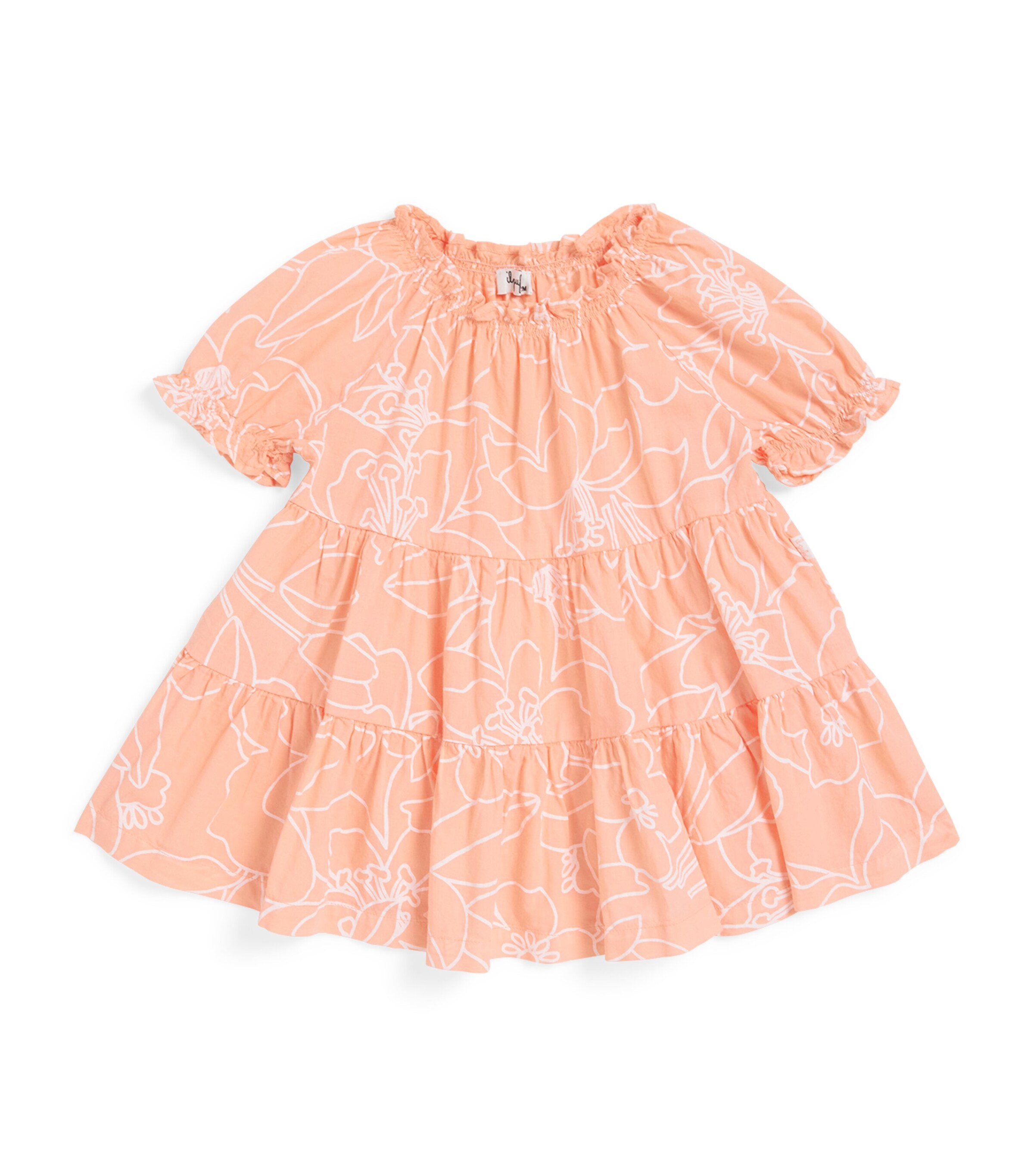 Il Gufo Cotton Floral Dress (6-18 Months) Apricot Image 1