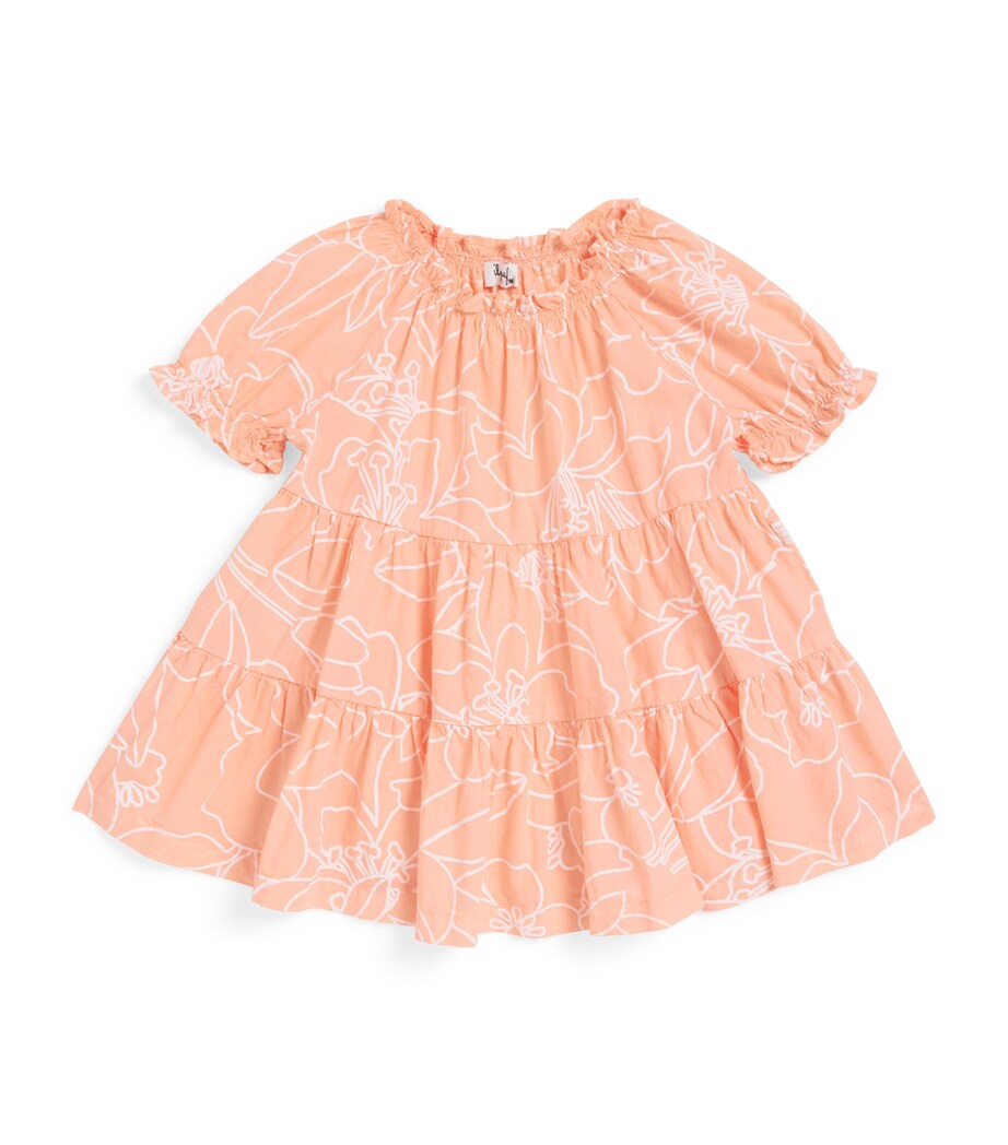 Il Gufo Cotton Floral Dress (6-18 Months) Apricot Image 1