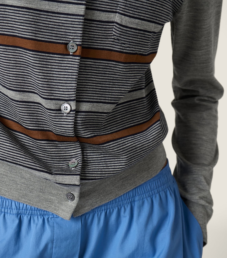 Wool Stripe Cardigan F0031 Image 5