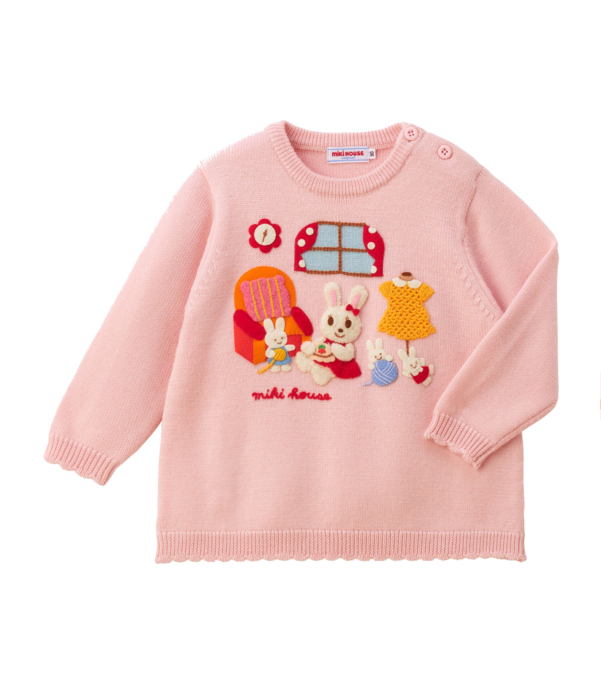 Miki House Kids' Wool Story Sweater In Pink