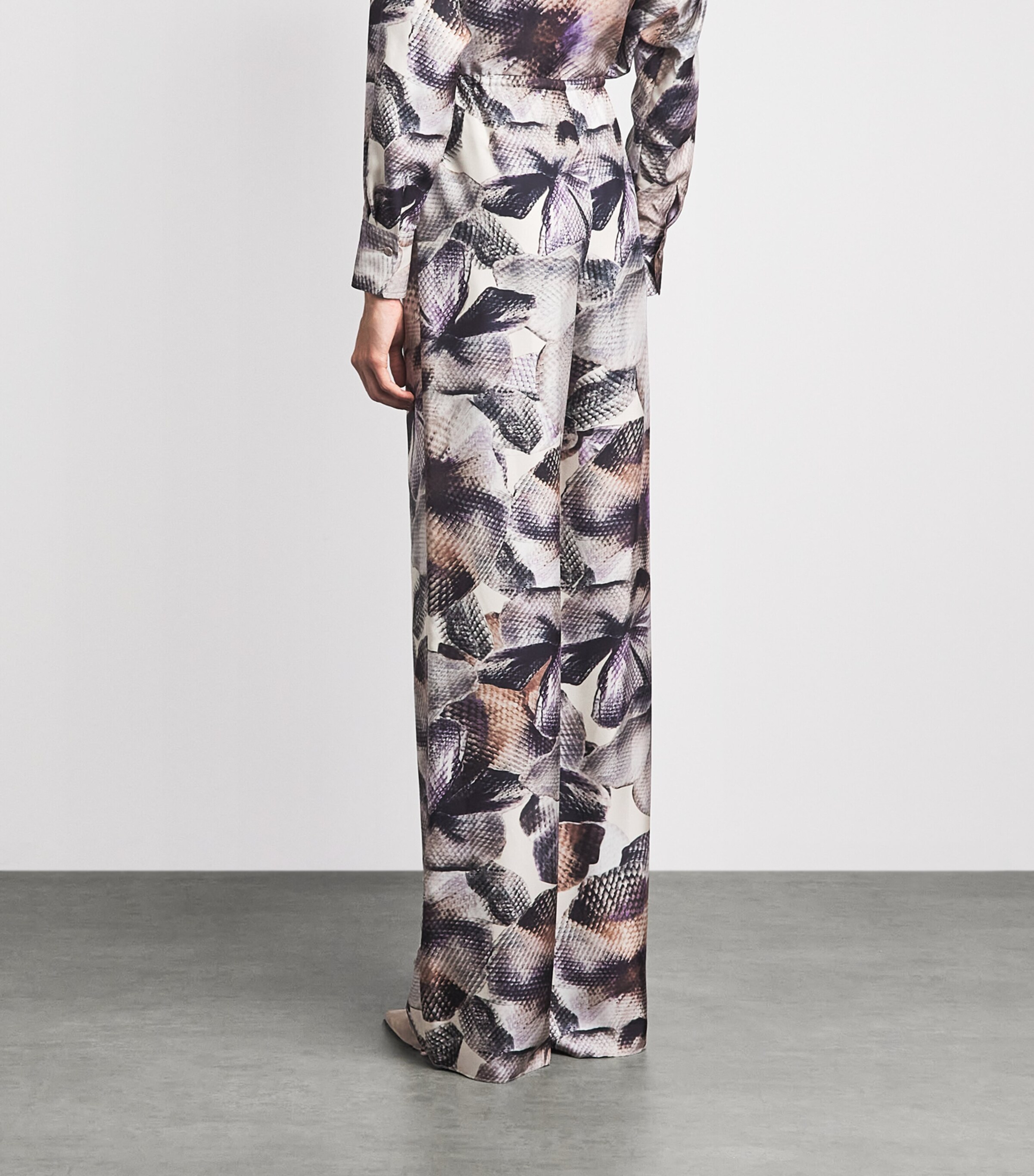 Agnona Womens Silk Printed Wide-Leg Trousers Mauve Image 5