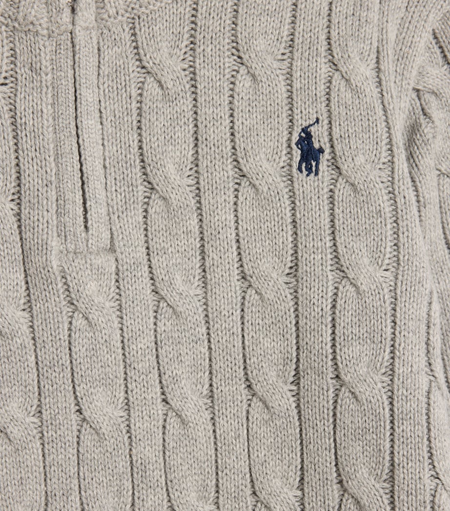 Ralph Lauren Kids Cotton Quarter-Zip Cable-Knit Sweater (2-7 Years) Grey Image 2