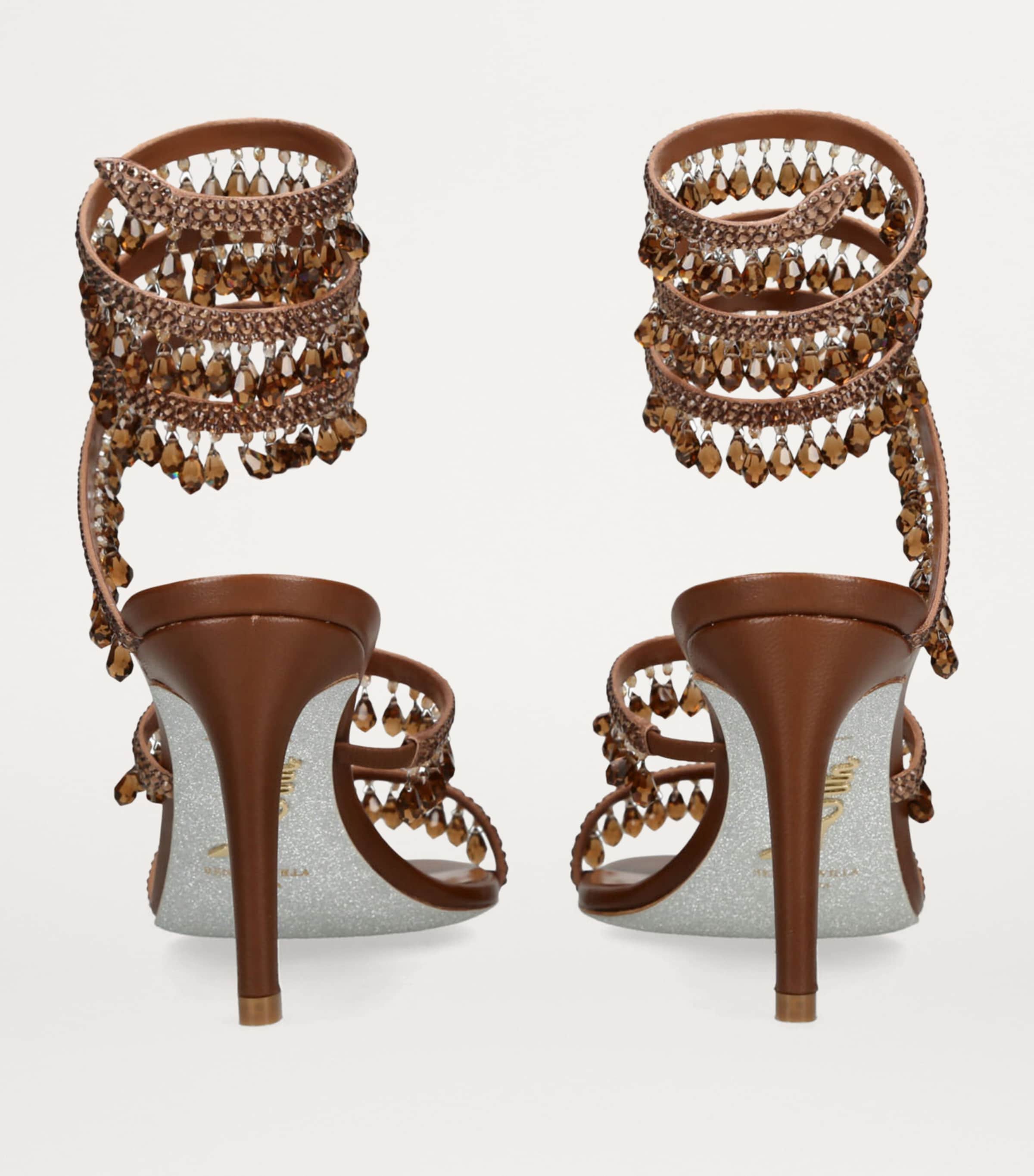 René Caovilla Embellished Chandelier Sandals 80 Mid Brown Image 2