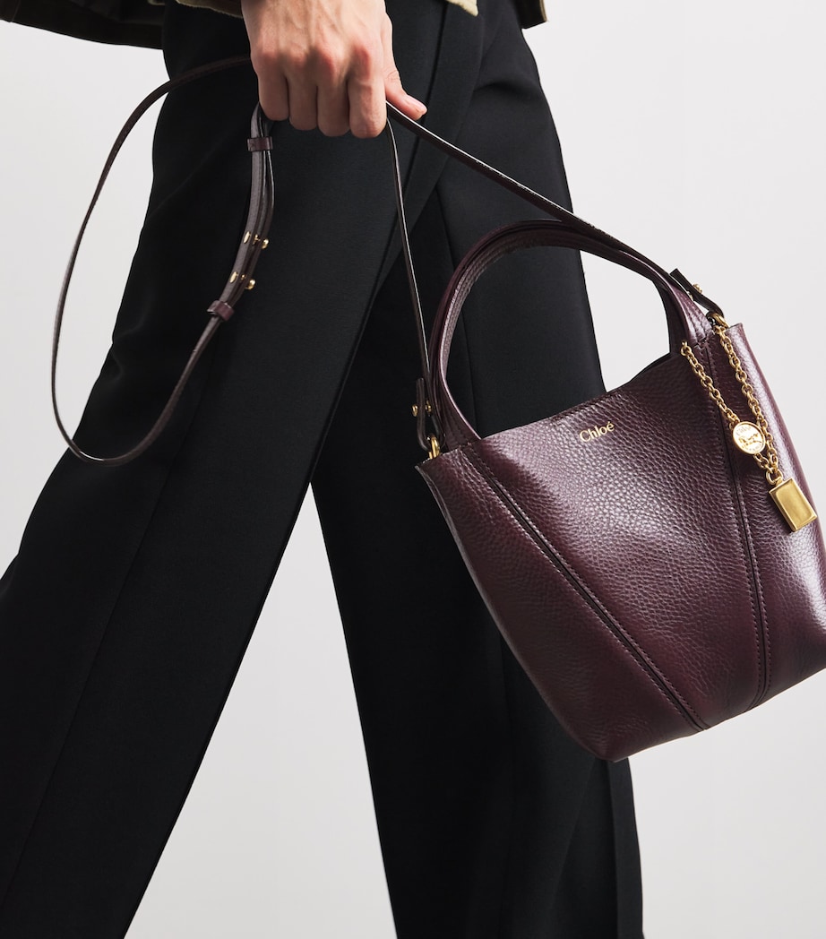 Small Leather Spin Tote Bag PERFECT PLUM Image 2