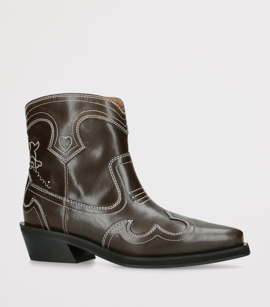 GANNI Embroidered Western Boots 40 Dark Green Image 3