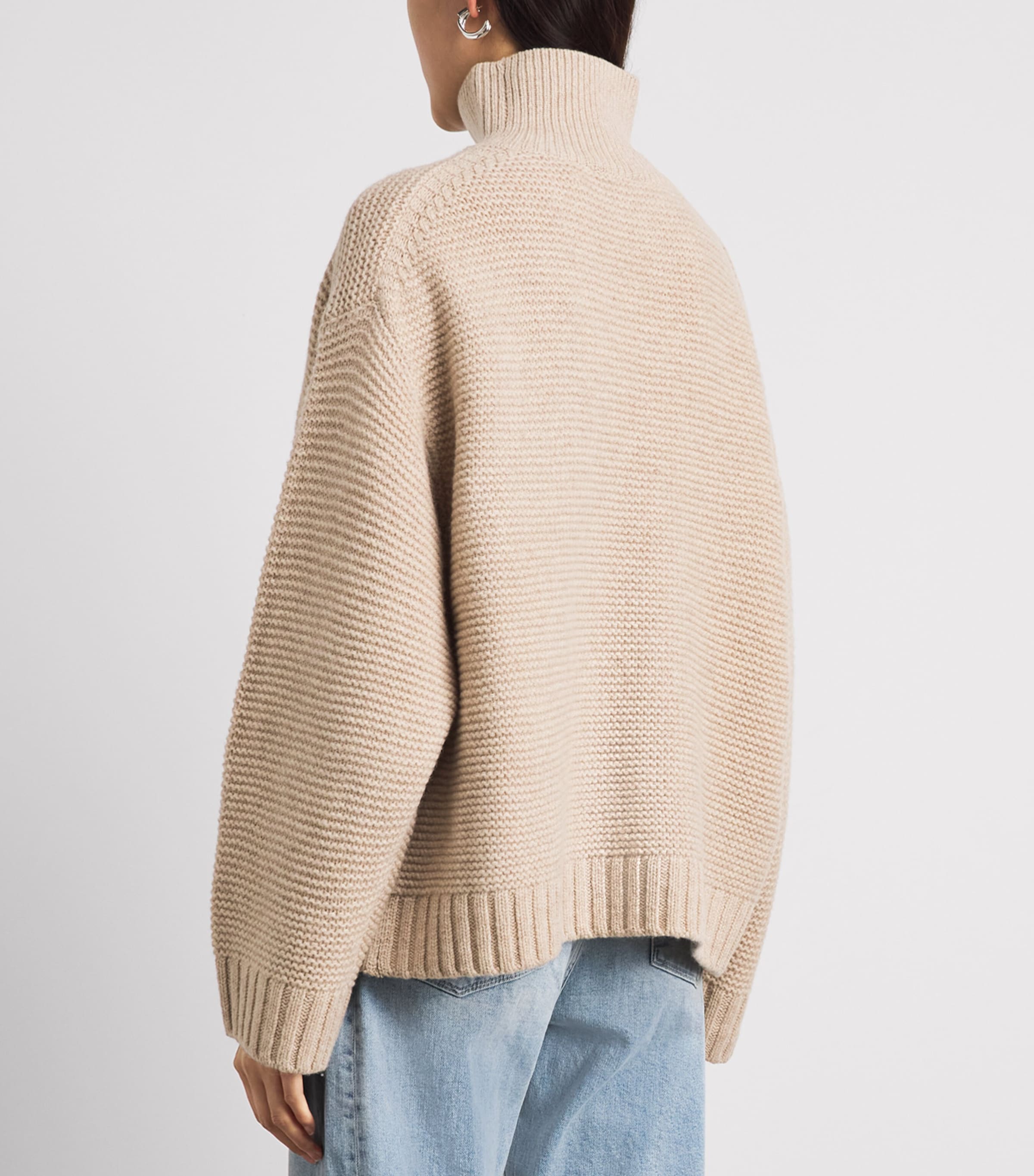 FRAME Womens Stretch-Wool The Links Rollneck Sweater Oatmeal Image 5
