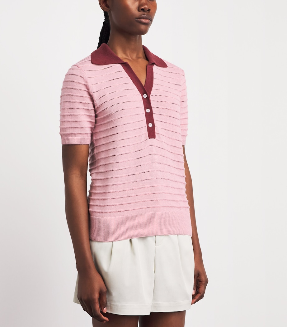 Varley Womens Knitted Wren Polo Shirt Zephyr Mauve / Port Image 4