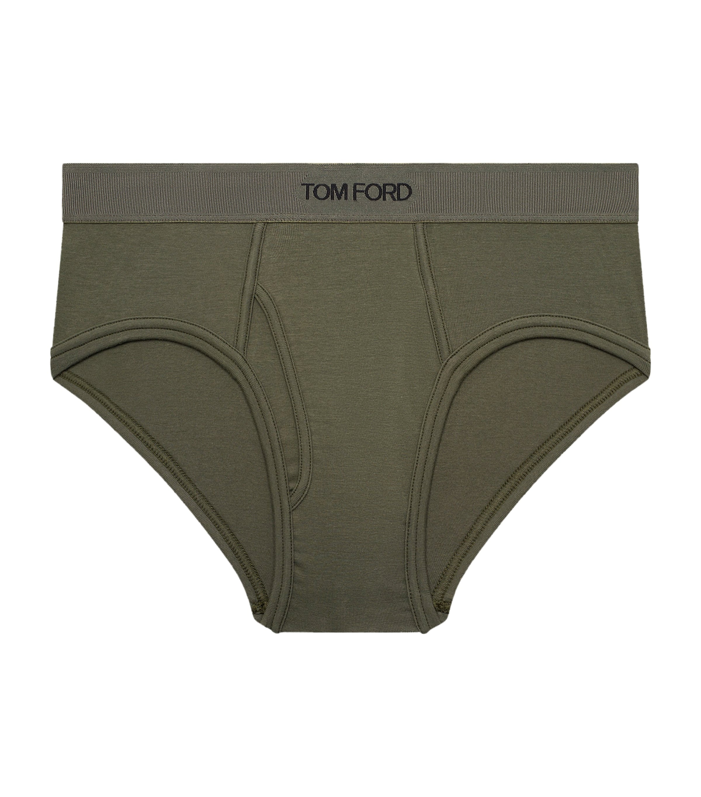 Tom Ford Cotton-stretch Logo Brief In Green