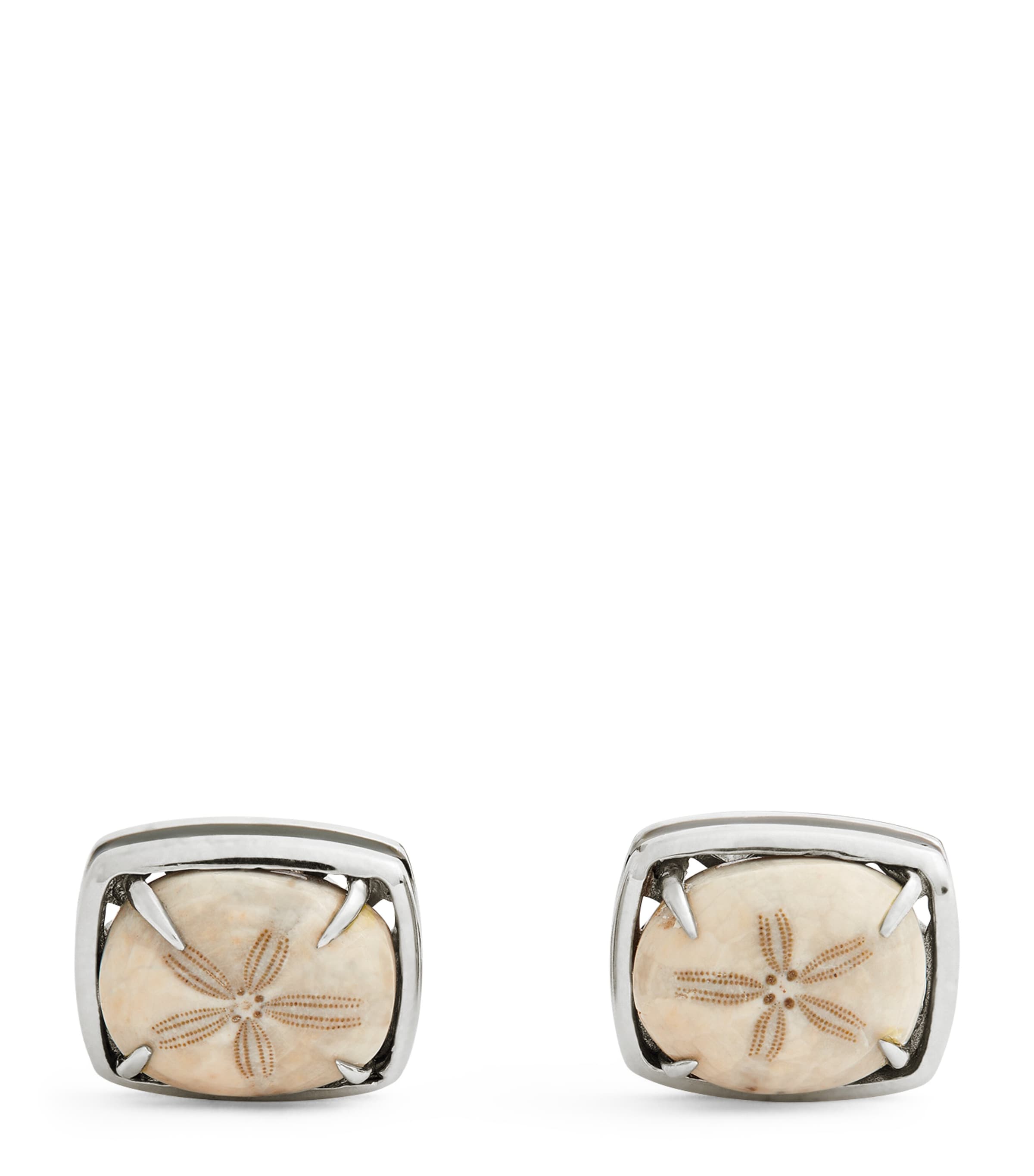 Shop Tateossian Rhodium-plated Sterling Silver And Echinoid Cufflinks