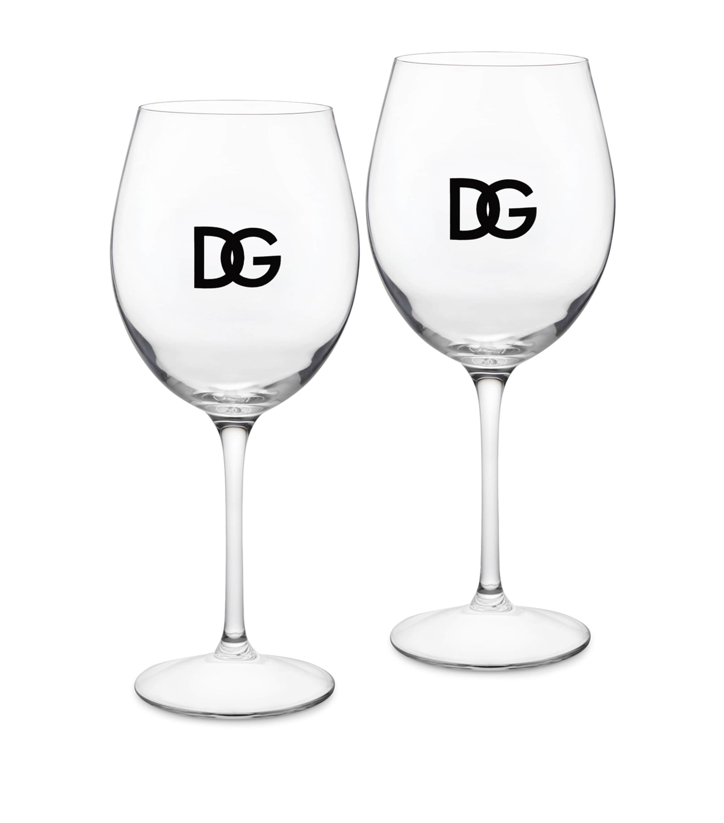 Dolce & Gabbana Casa Set Of 2 Dg Millennials Logo Wine Glasses