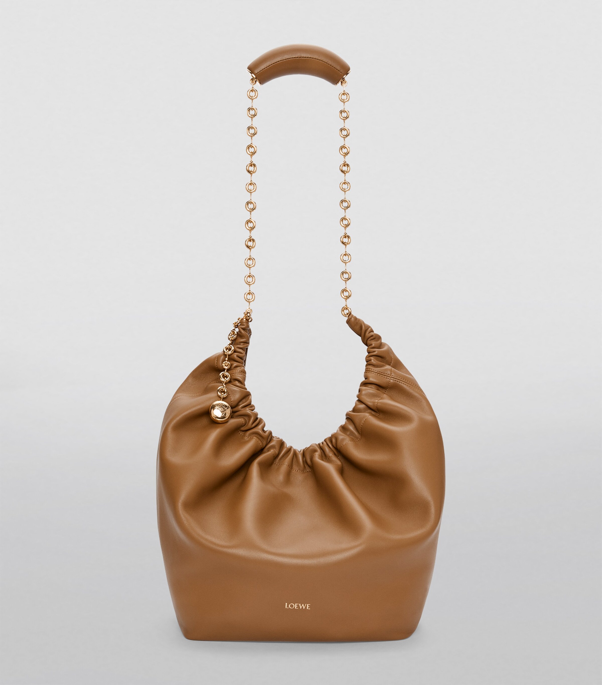 Medium Leather Squeeze Top-Handle Bag OAK Image 7
