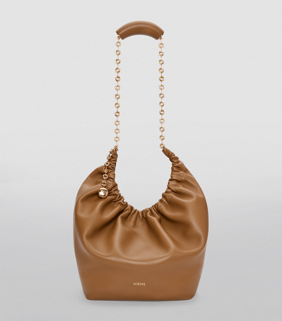 Medium Leather Squeeze Top-Handle Bag OAK Image 7
