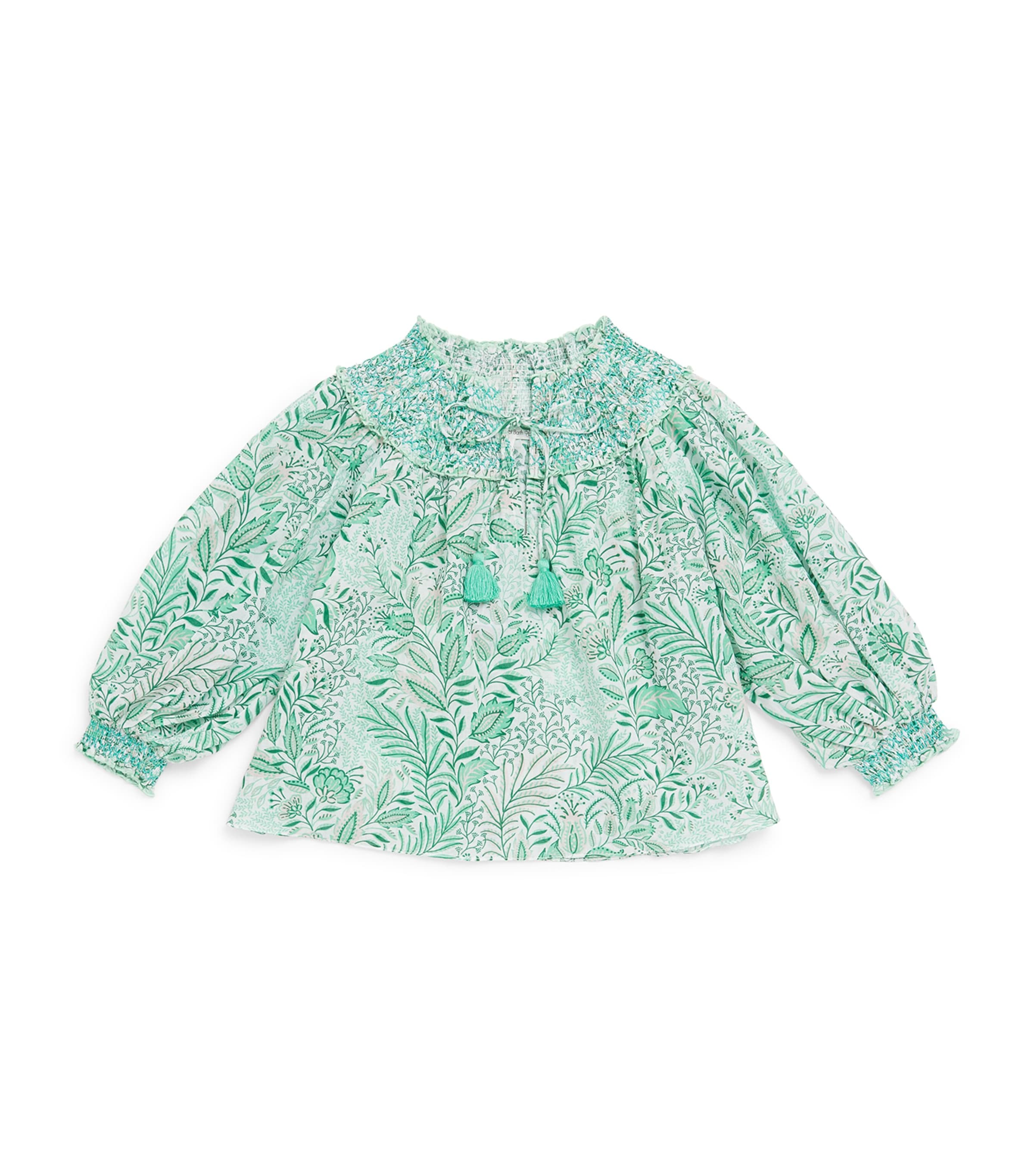 Poupette St Barth Kids Cotton Ysee Top (4-12 Years) Green Palmarosa Image 1