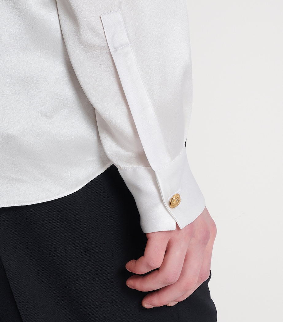 Silk Crossover-Neck Shirt 0FA BLANC Image 8