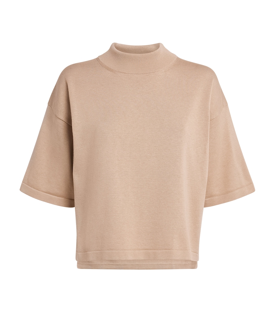 Falke Womens Silk-Cotton Mock-Neck Top Camel Image 1
