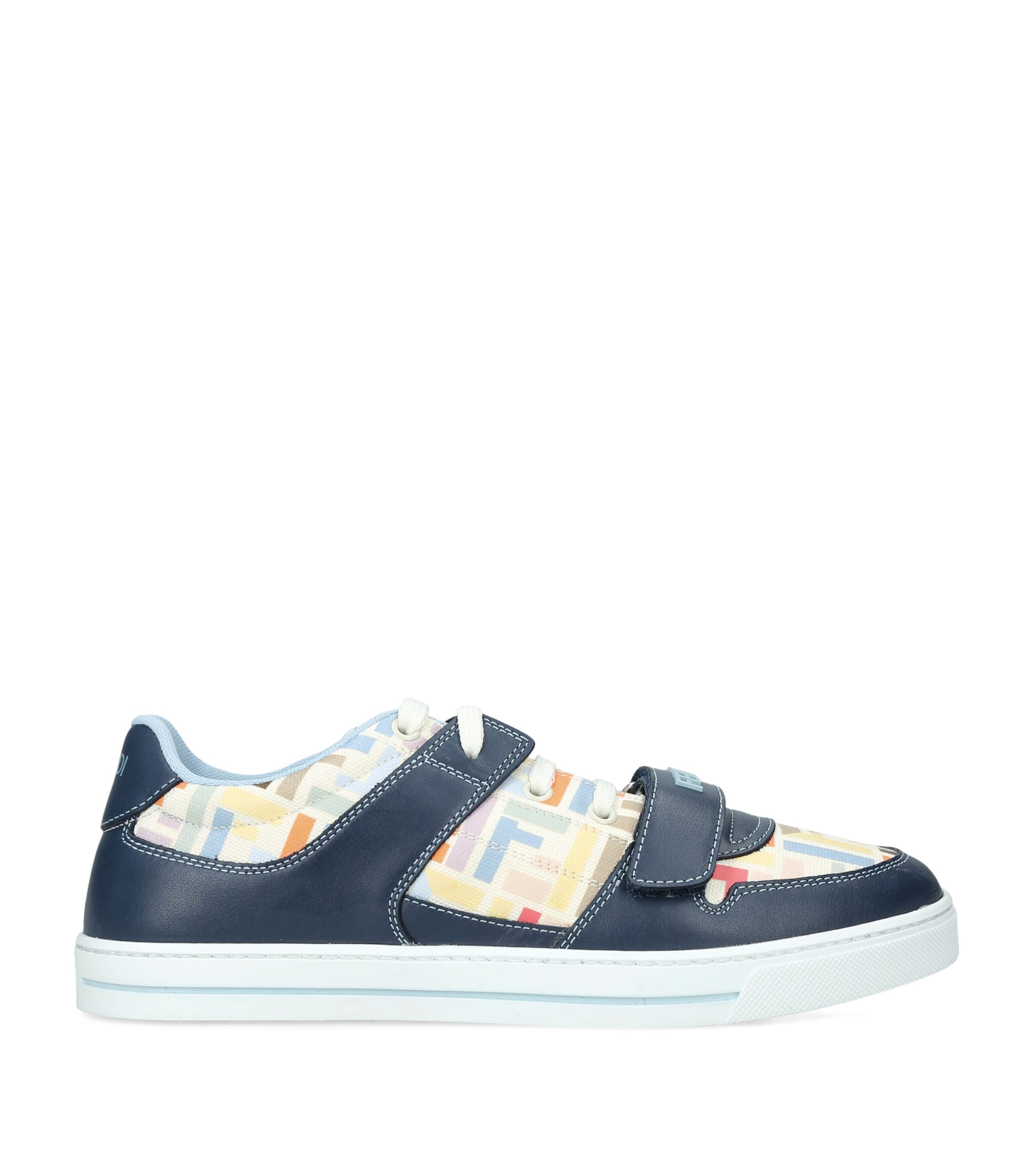 Fendi Kids Leather Logo Sneakers Blue Other Image 1
