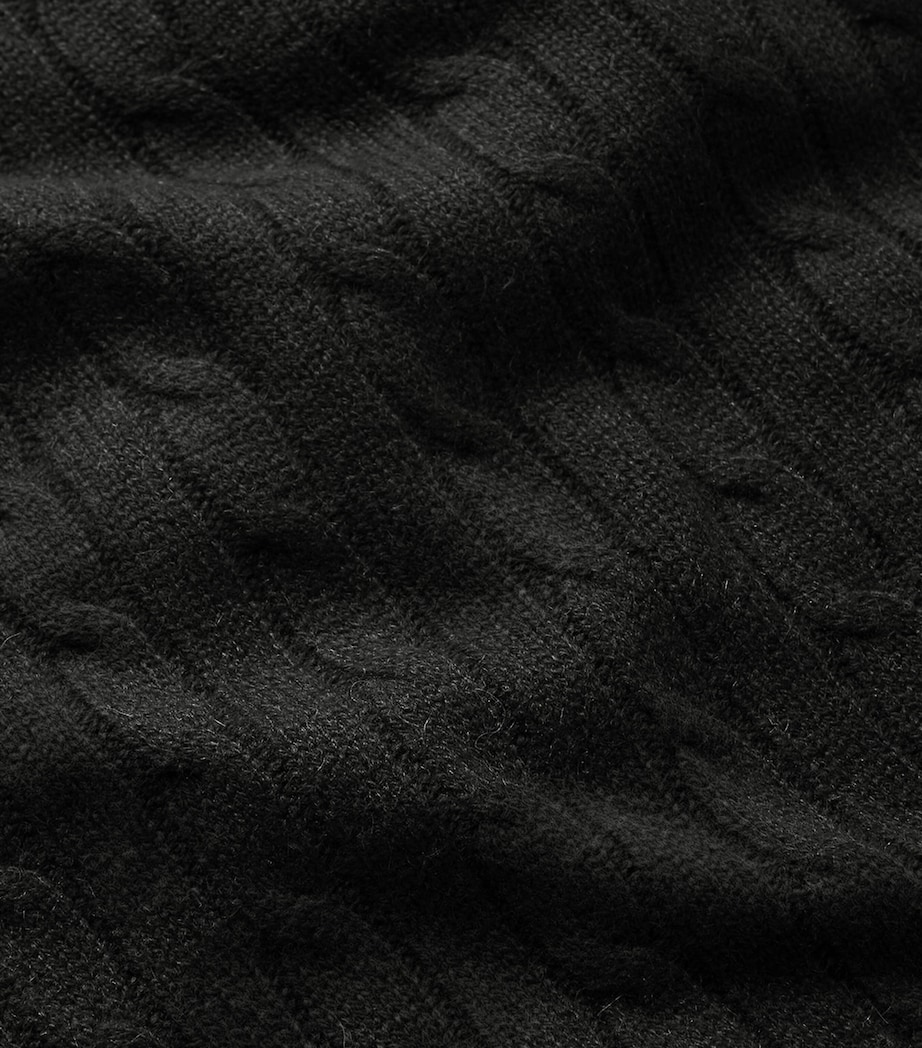 Cashmere Cable-Knit Throw (60cm x 60cm) MIDNIGHT BLACK Image 2