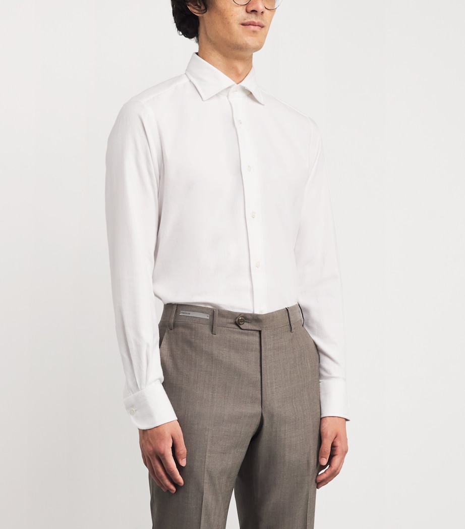 Cotton Flannel Shirt WHITE Image 3