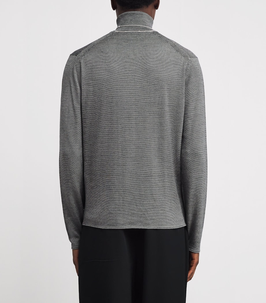 Virgin Wool Stripe Rollneck Sweater FB067 Image 4