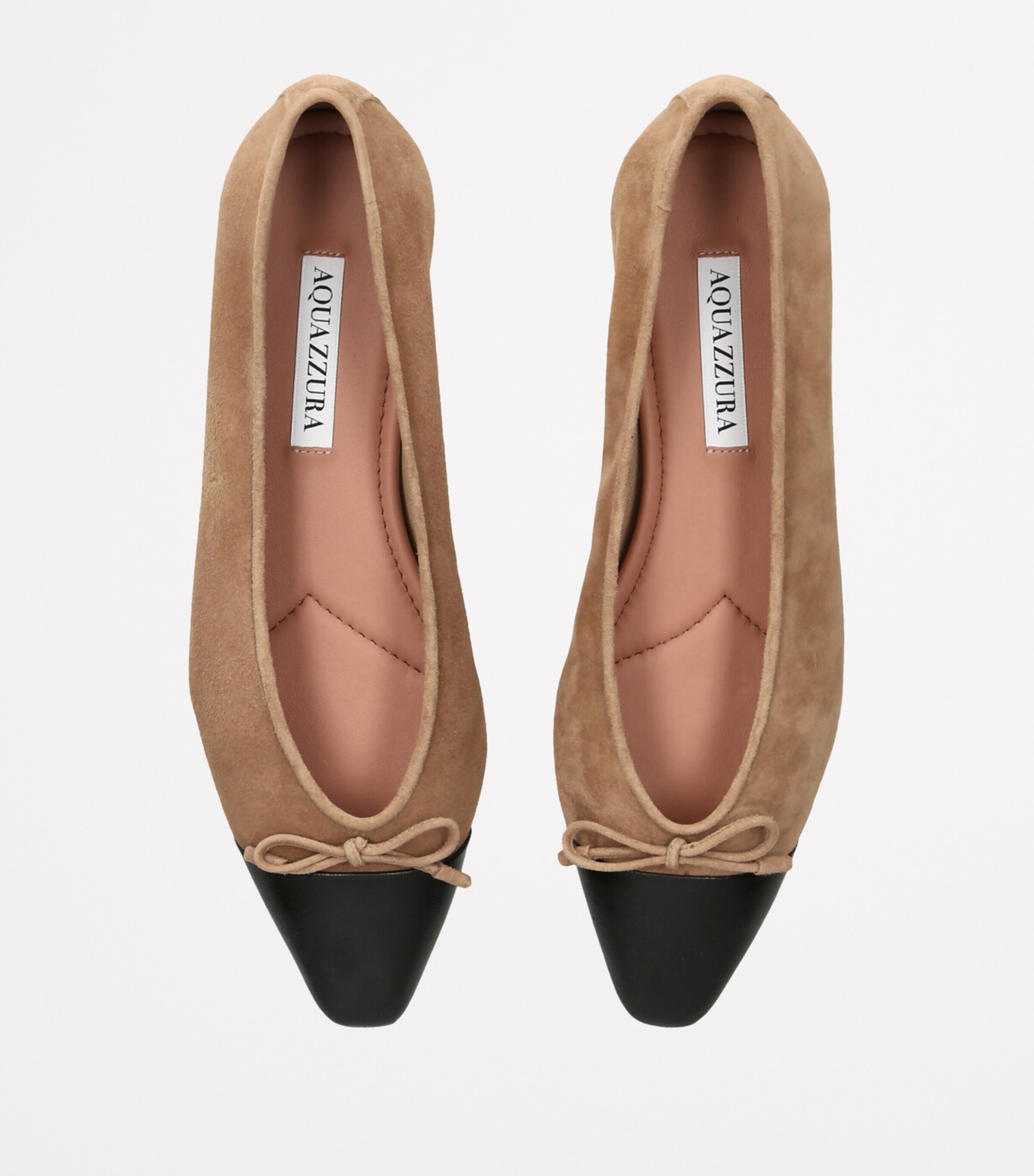 Aquazzura Suede Gioia Ballet Flats Tan Comb Image 4