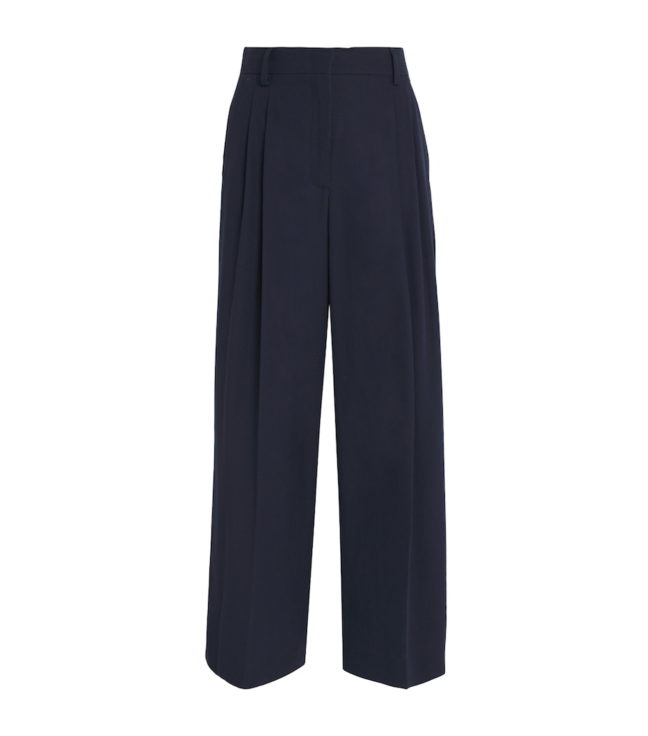 Cotton Wide-Leg Trousers NAVY Image 1