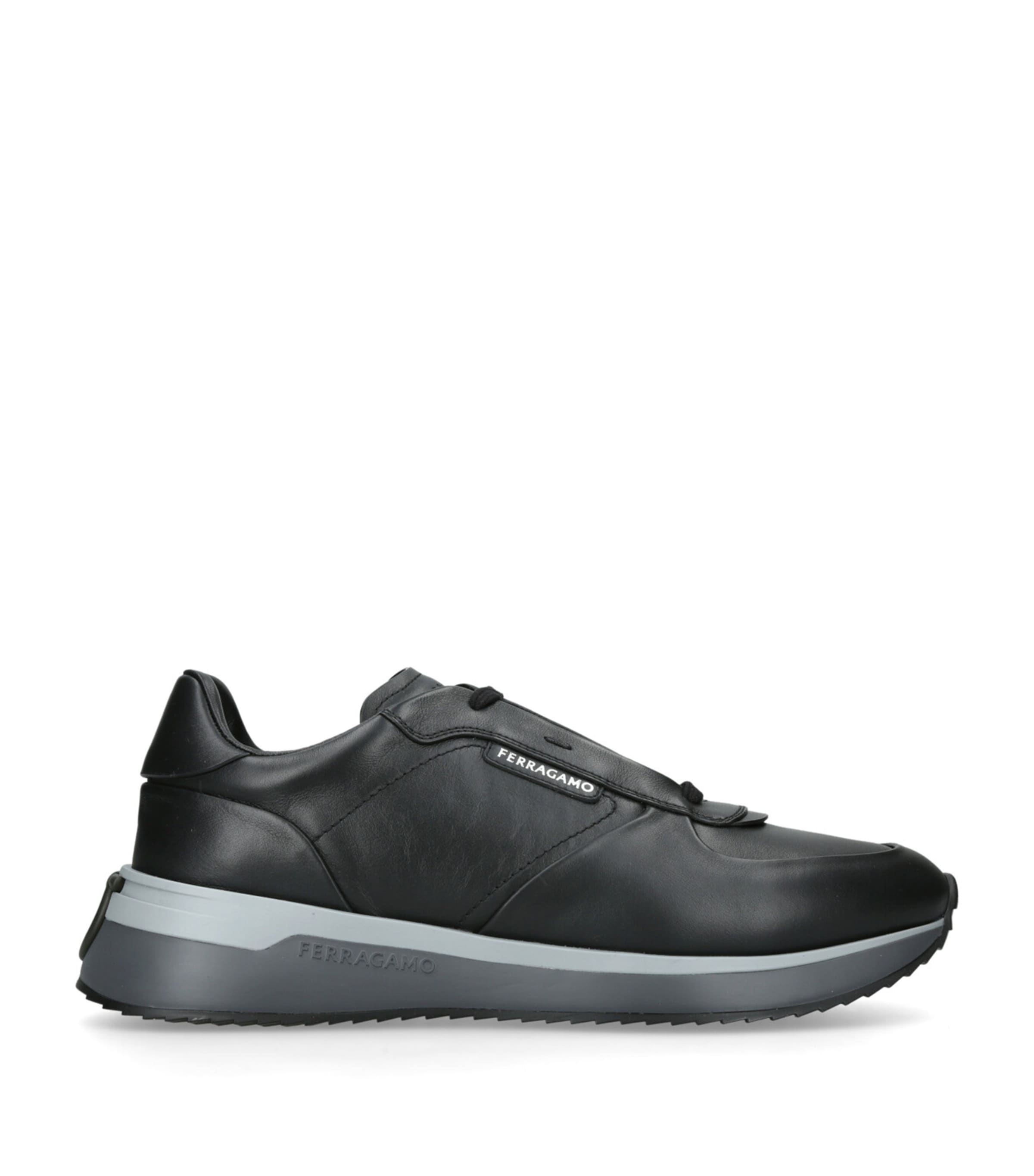 Ferragamo Leather Low-top Sneakers In Black