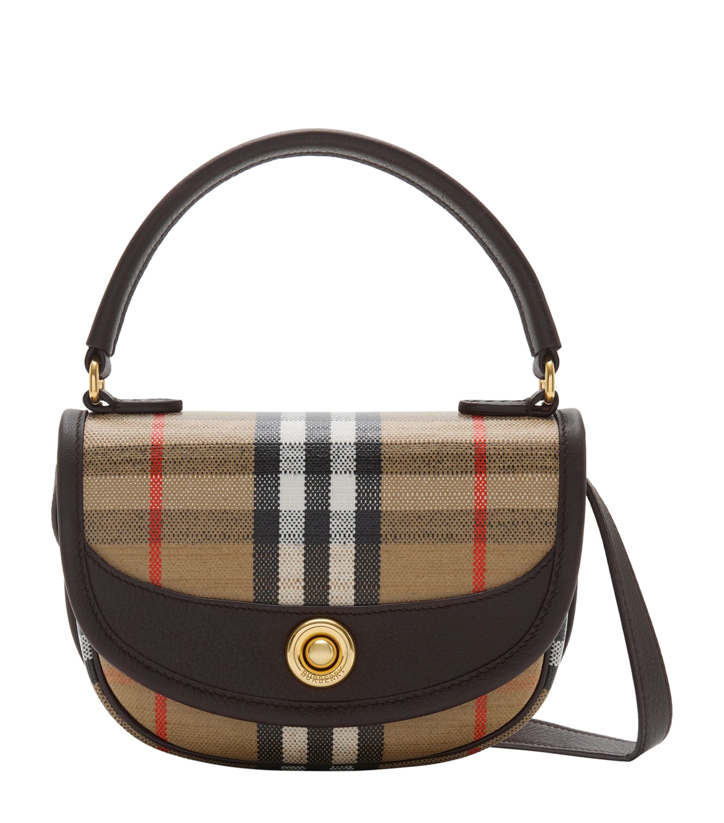 Burberry Check Motif Crossbody Handbag With Removable Strap In Nude