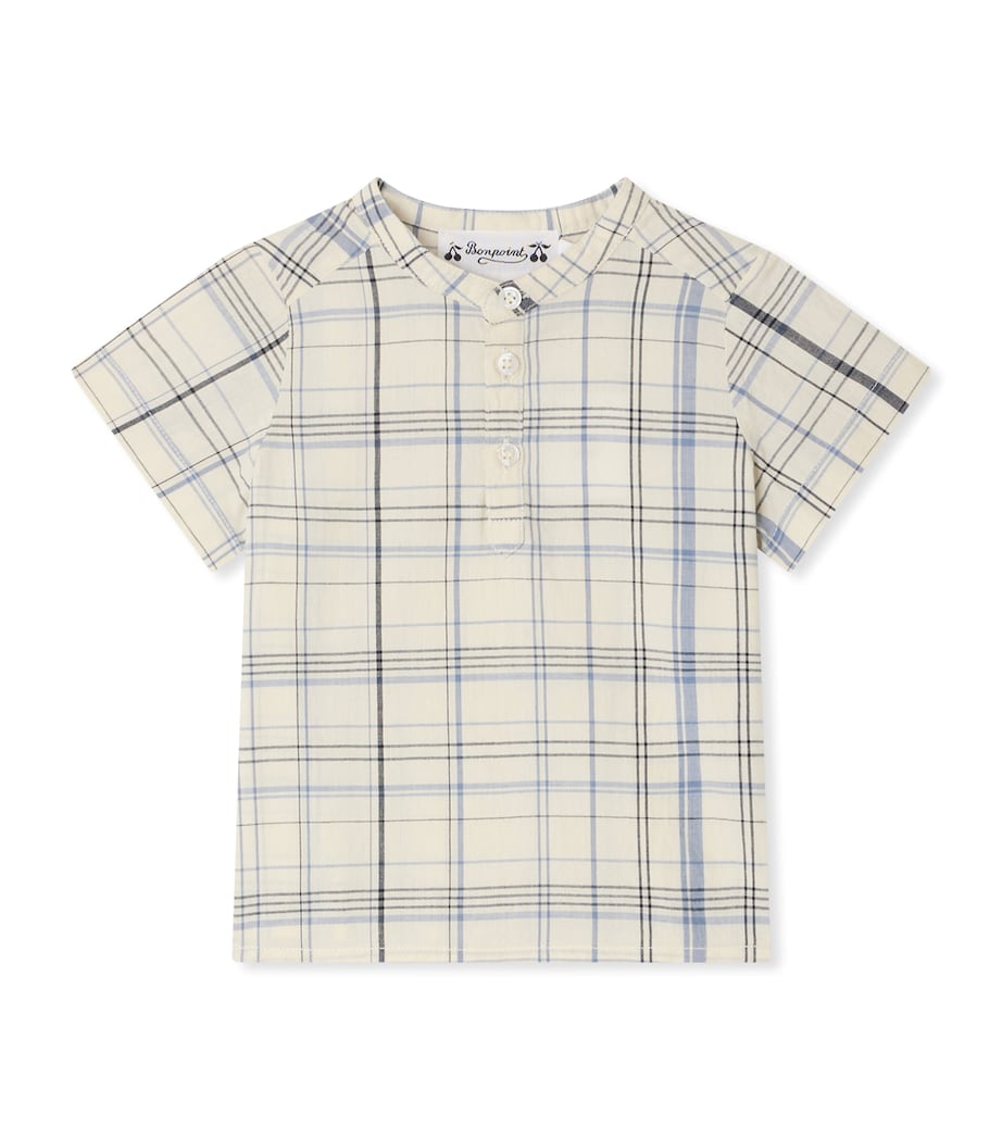 Bonpoint Cotton Check Shirt (6-18 Months) Ca Bleu Image 1
