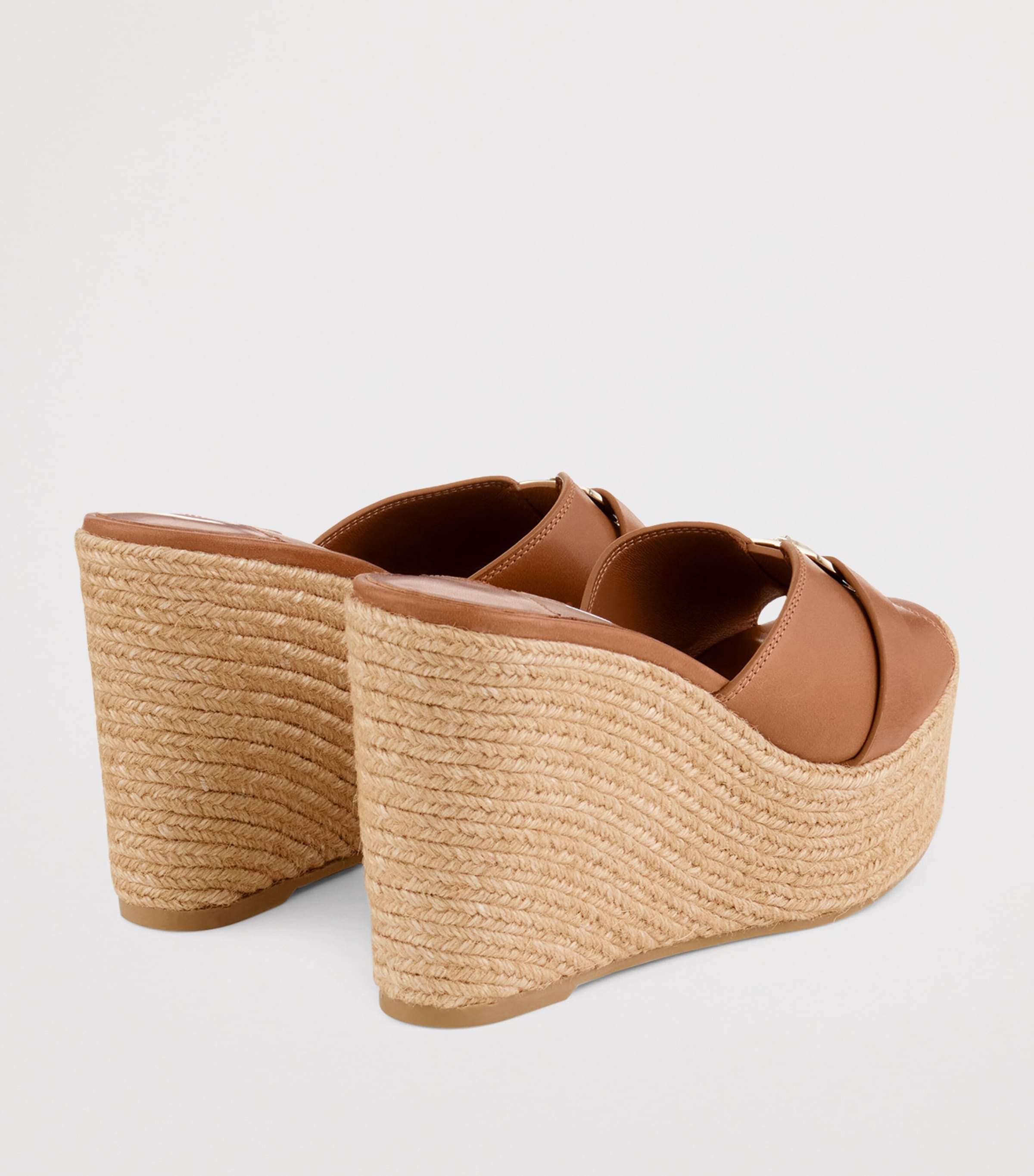 Jimmy Choo Leda 100 Leather Wedge Sandals Tan/gold Image 4