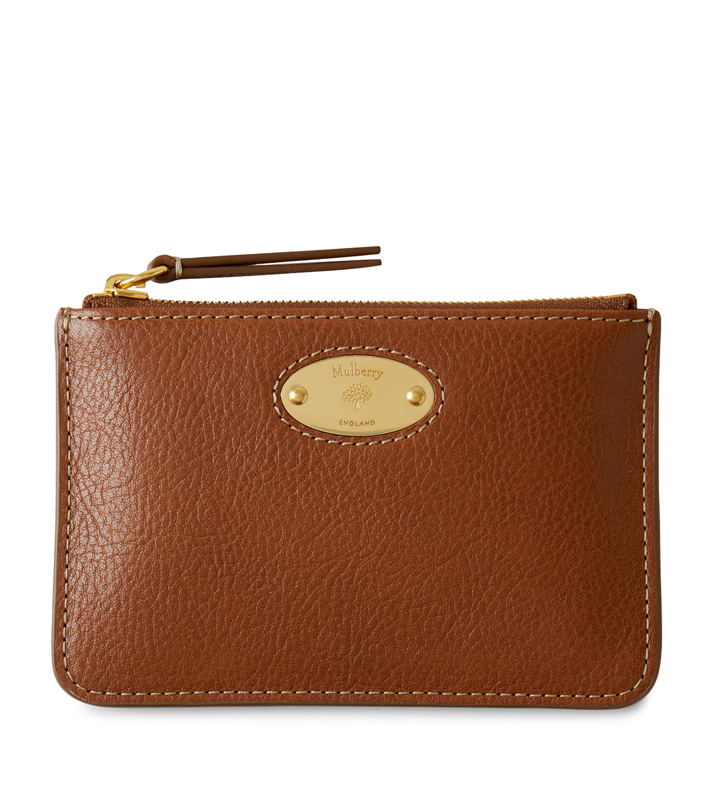 Mulberry Logo Plaque Coin Pouch In Brown