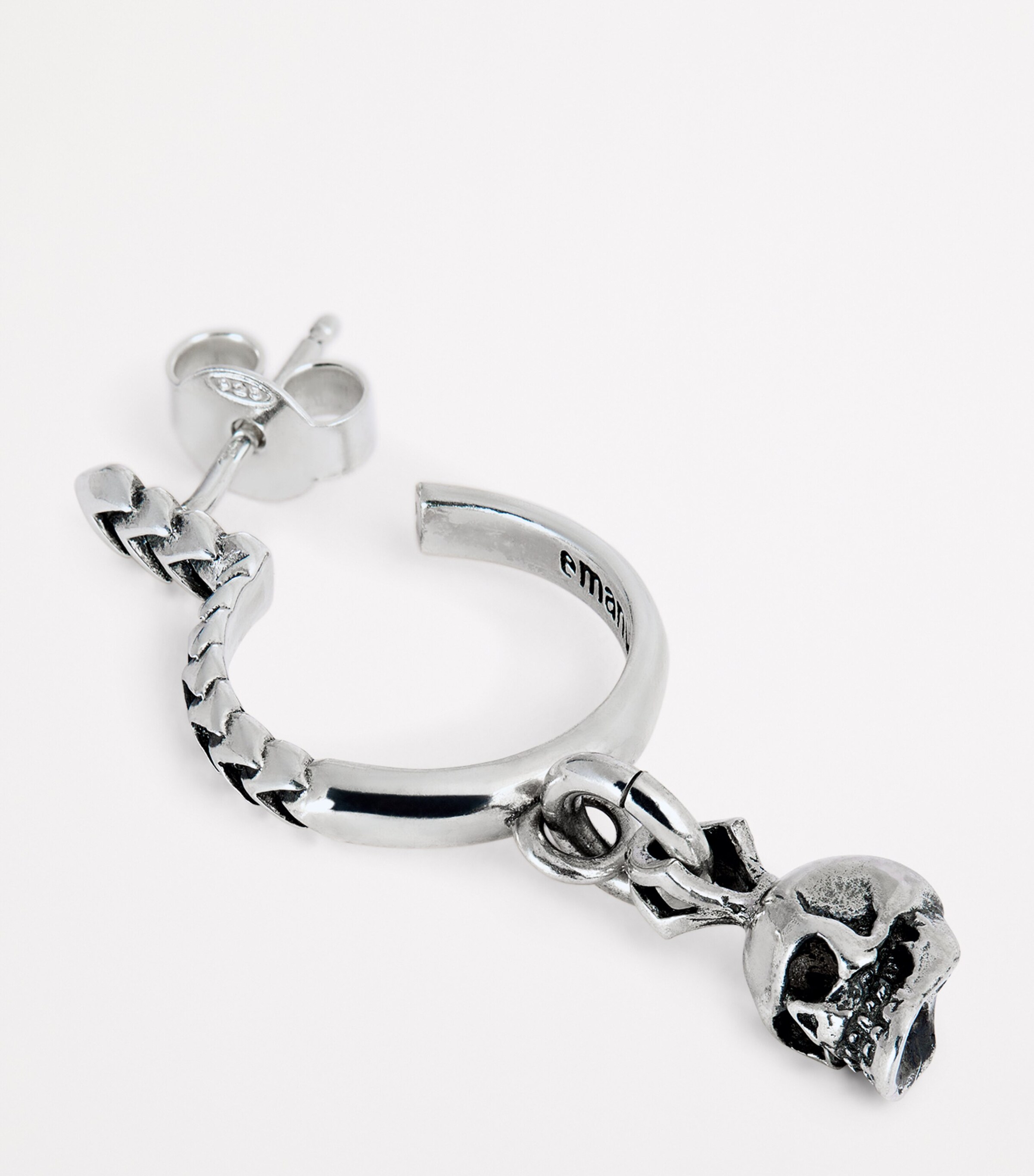 アクセサリーその他 emanuele bicocchi JEWELS (RTN2SILVER) Emanuele Bicocchi Sterling Silver Skull Single Drop Earring
