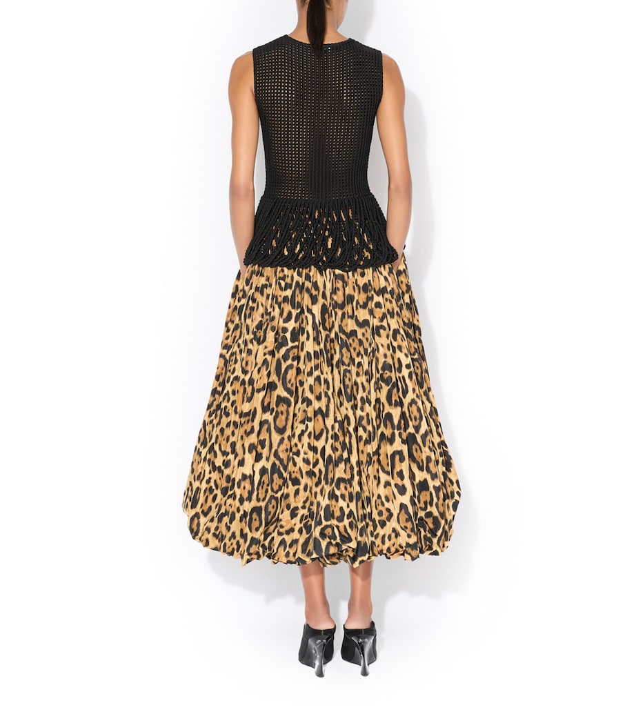 Alaïa Womens Leopard-Print Bubble Midi Skirt Noir/caramel Image 3