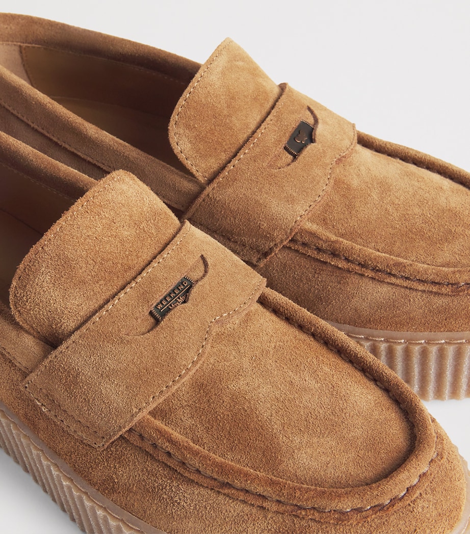 Suede Knurl-Textured Moccasins AMBER BROWN Image 7