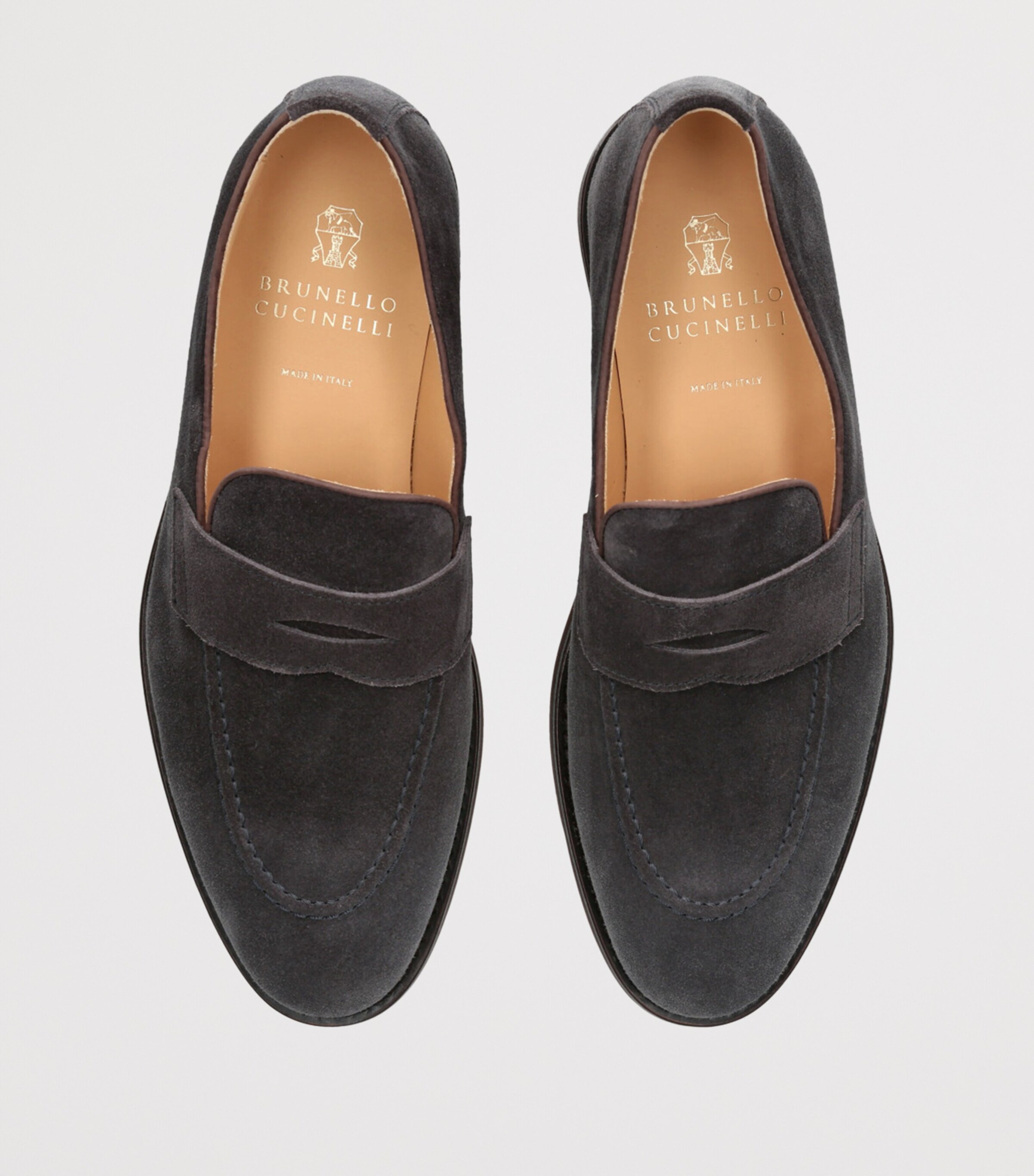Brunello Cucinelli Suede Penny Loafers Grey/other Image 4