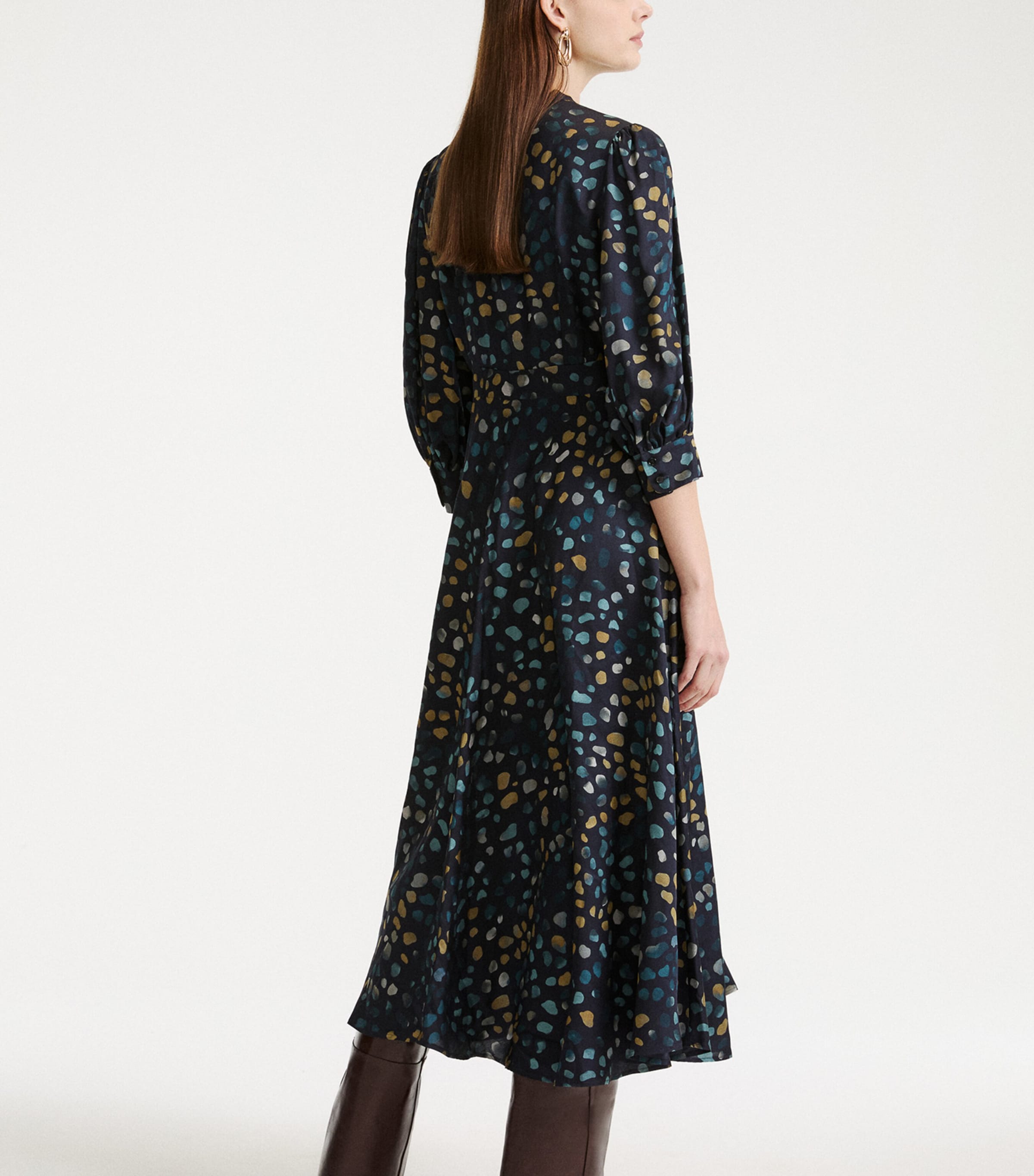 Marella Womens Ribbon-Detail Midi Shirt Dress Navy Image 3